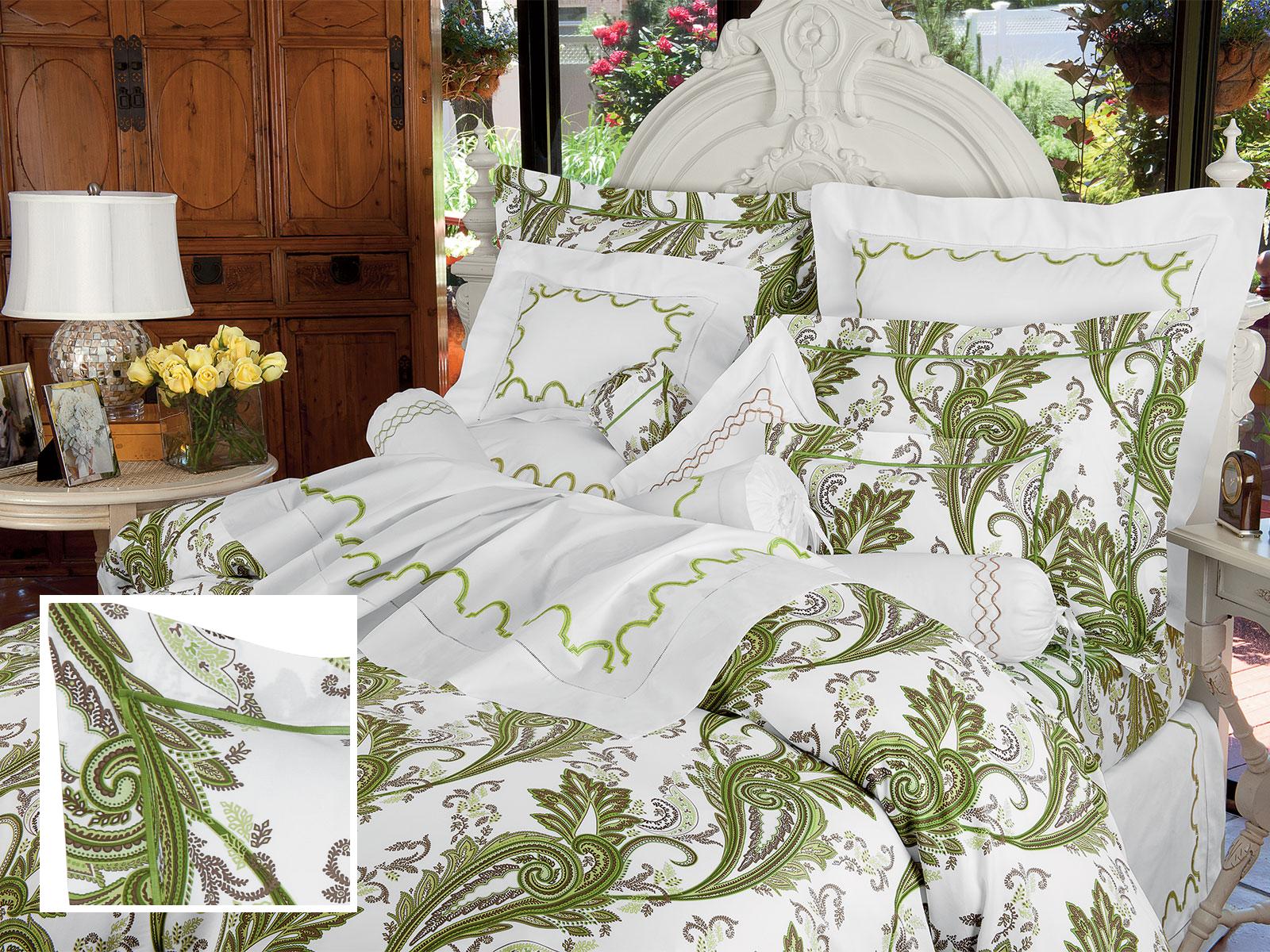 Paisley Art Flat Sheets,Green (King )