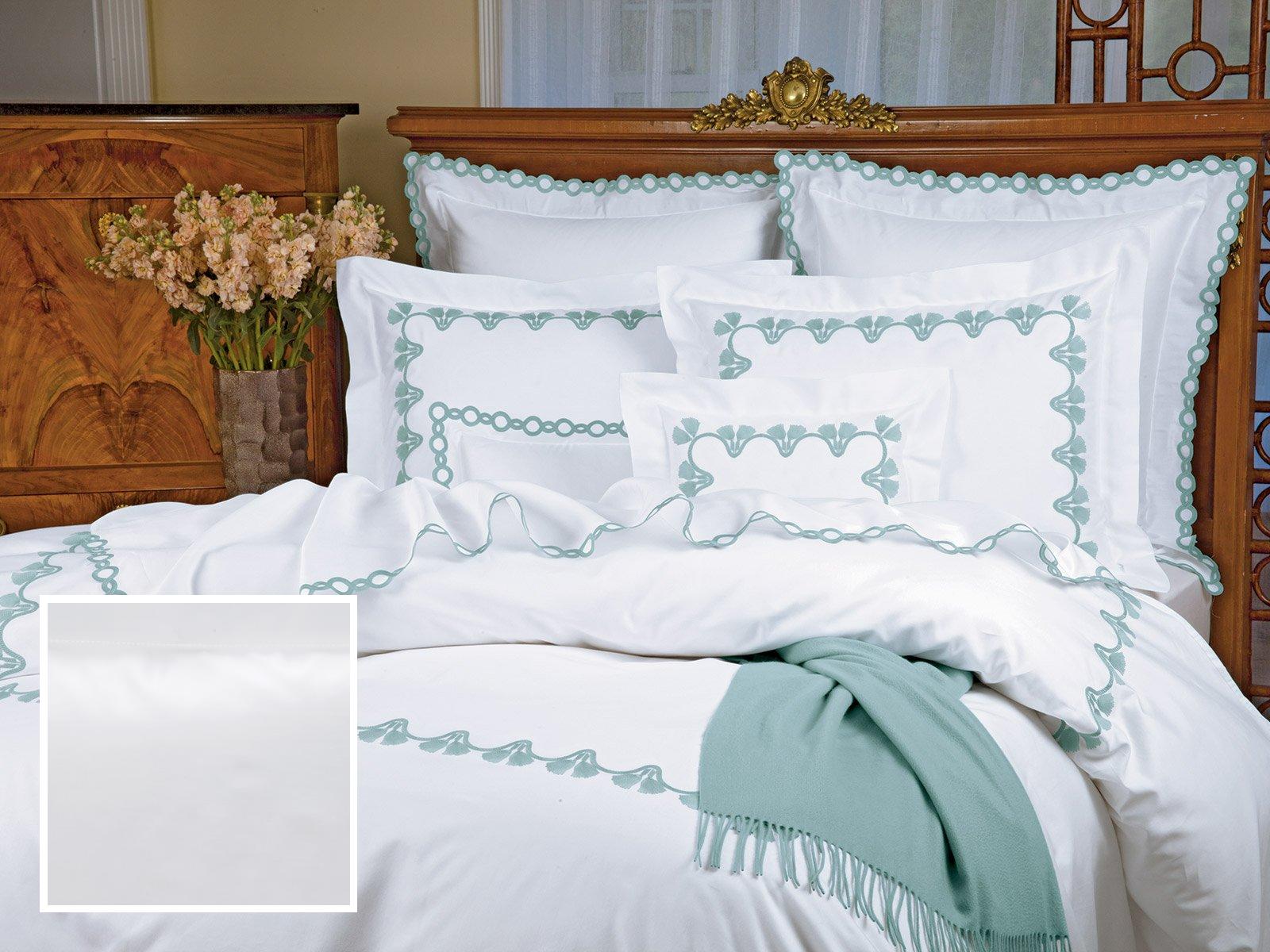 Tassels Fitted Sheets,Fitted White Sateen (Queen )