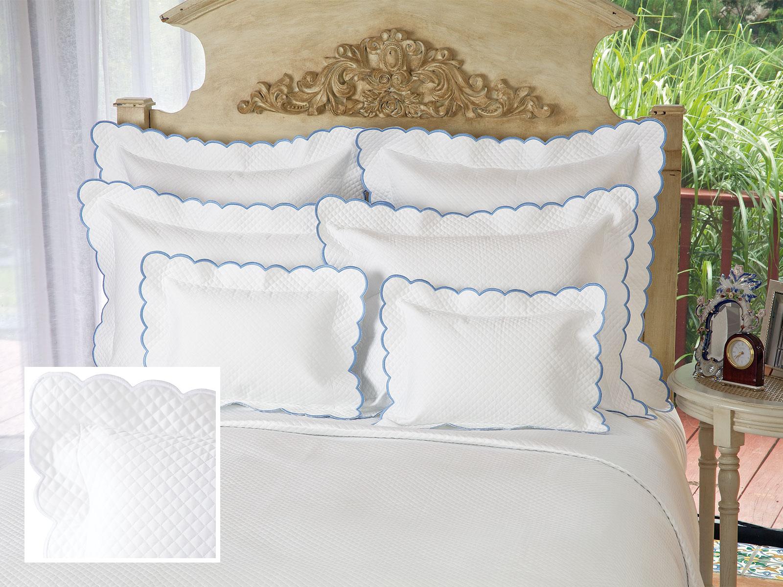 Diamante Quilted Linens Shams,White (King )