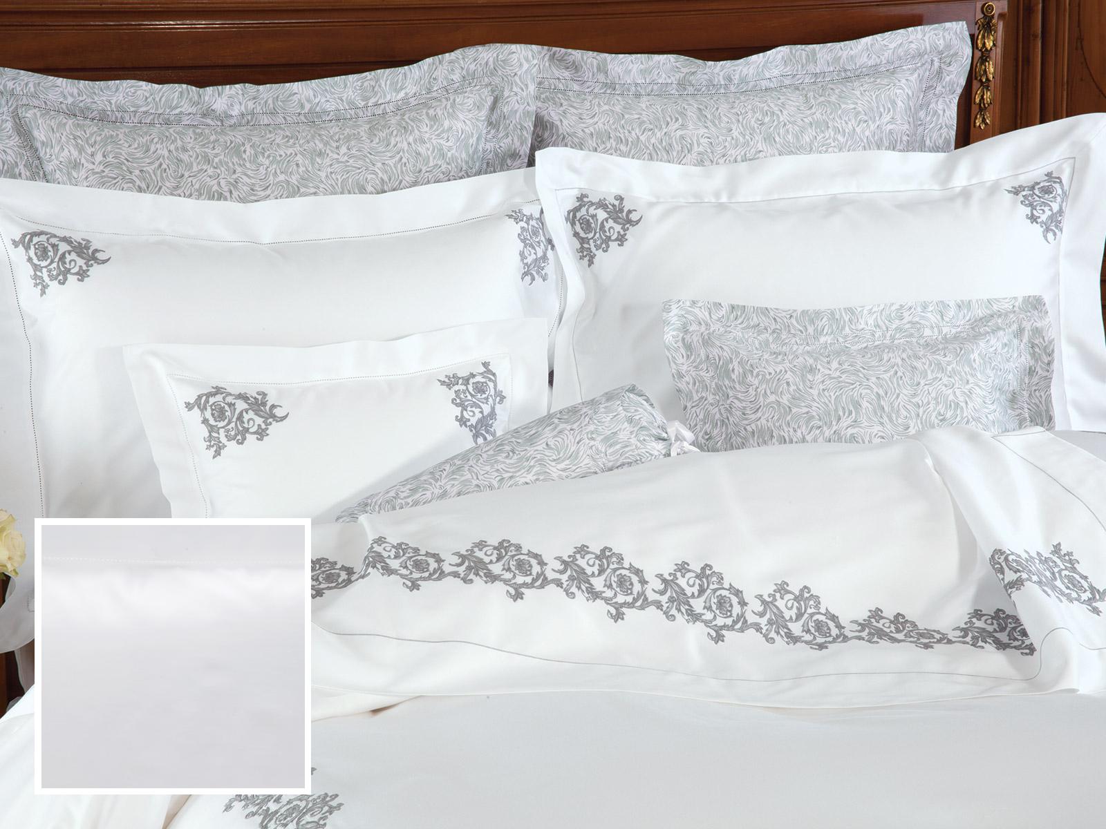 Royal Scroll Fitted Sheets,Fitted White Sateen (King )