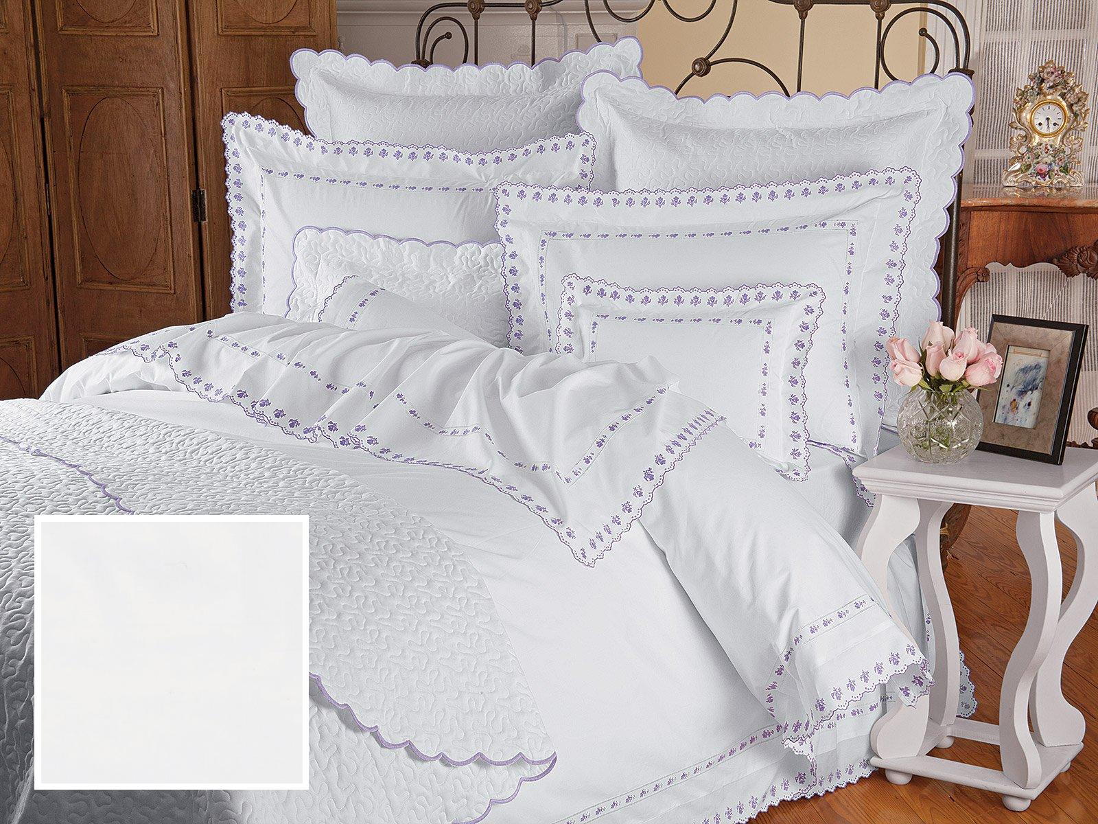 Royal Bloom Fitted Sheets,Fitted White Percale (King )