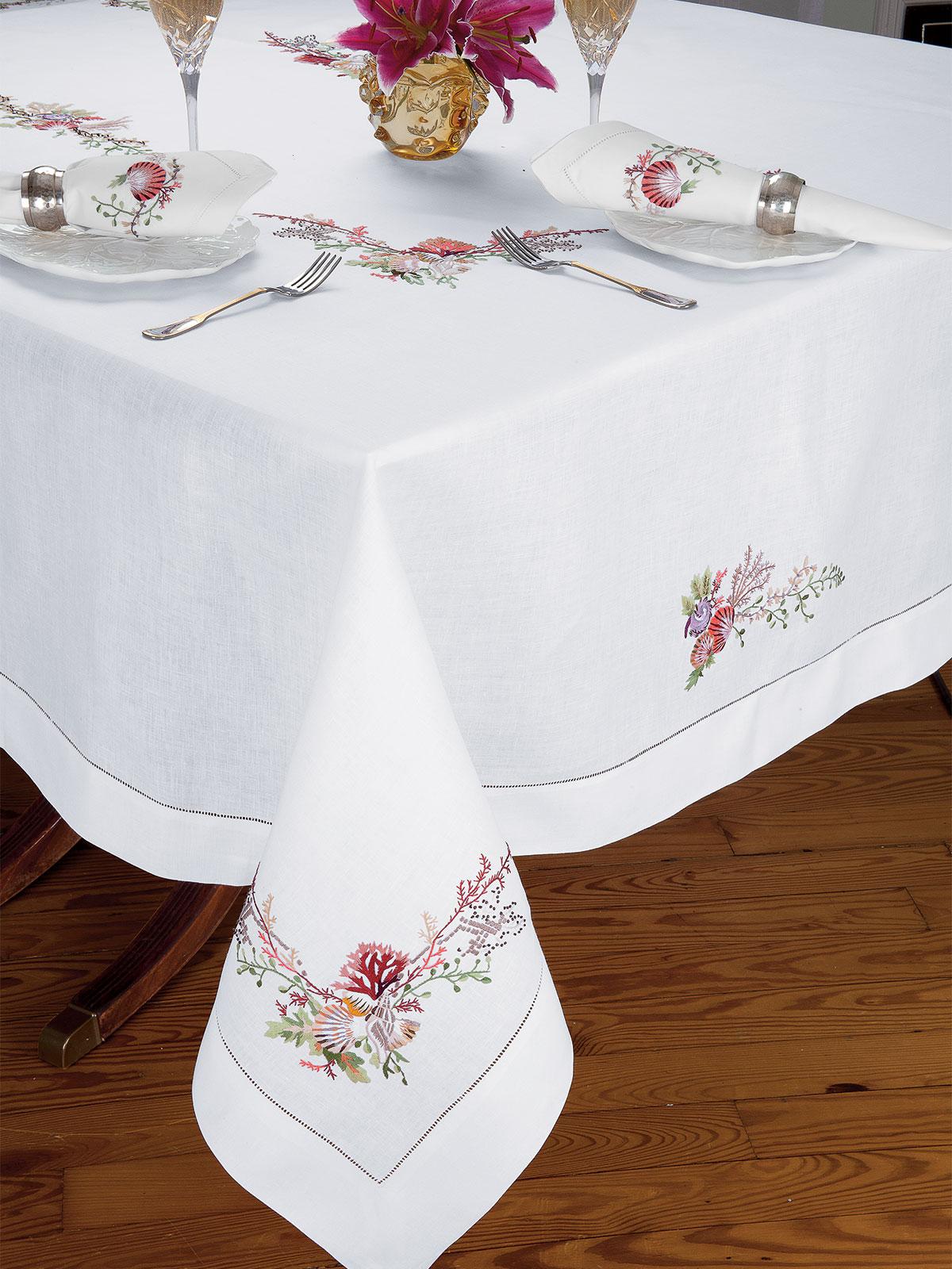 Palm Beach Tablecloths, White (70 X 144)