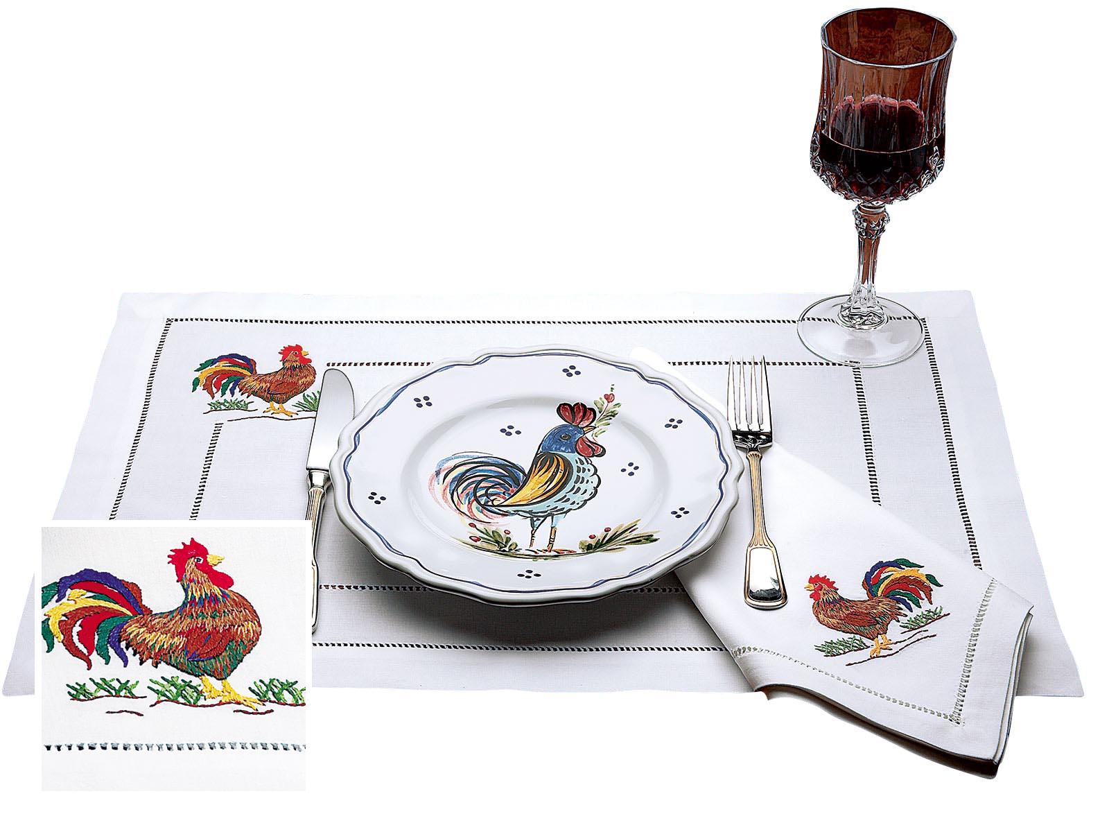 Coq au Vin Cocktail Napkins, White (Set of 6)