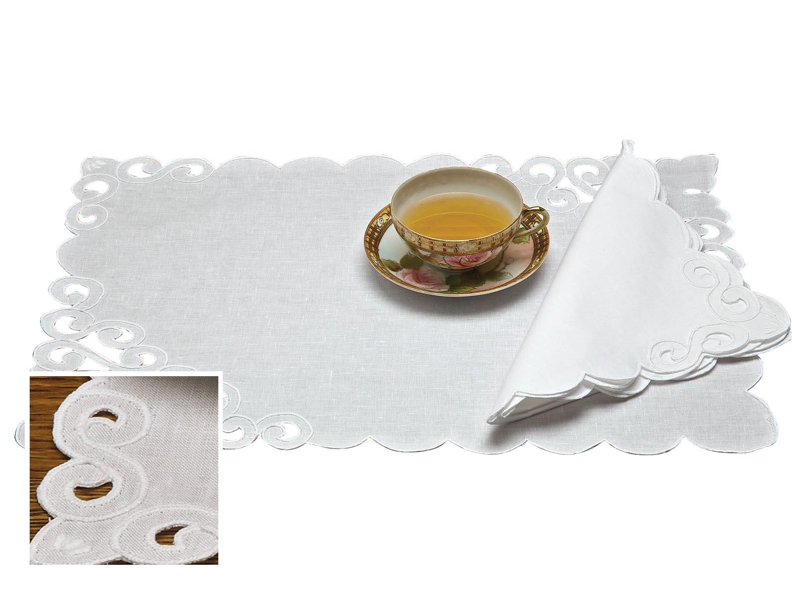 Roma Table Linens Cocktail Napkins, White (Set of 6)