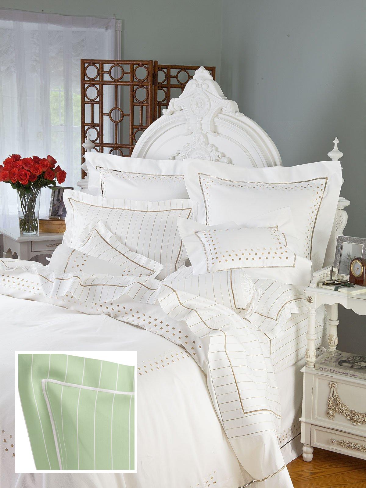 Fifth Avenue Shams,White/Green (Boudoir )