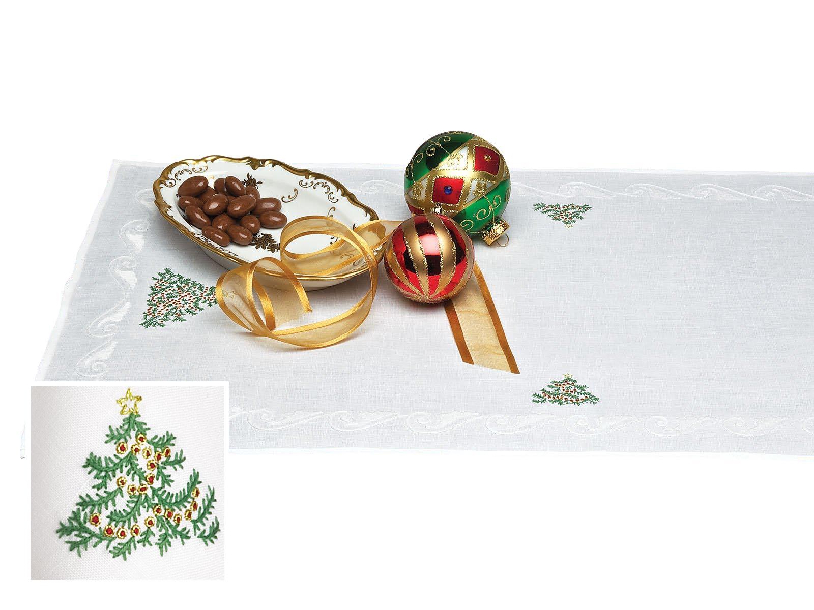 Merry Merry Table Runners,White With Green (16 X 90)