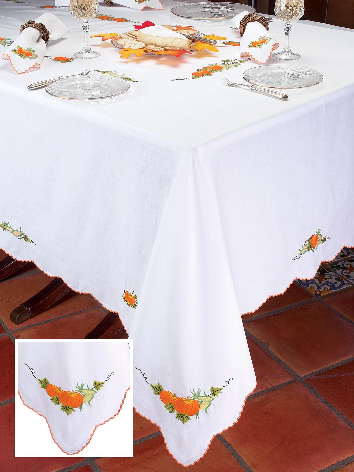 Harvest Tablecloths Cocktail Napkins, White (Set of 6)
