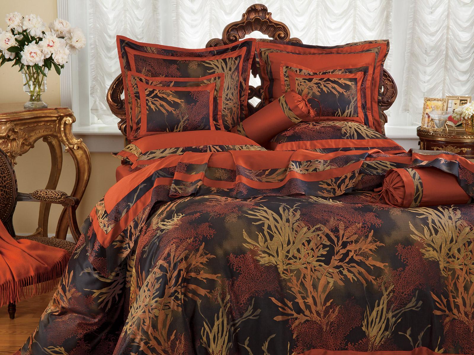Coral Reef Fitted Sheets,Fitted Sateen Coral Sateen (Full )