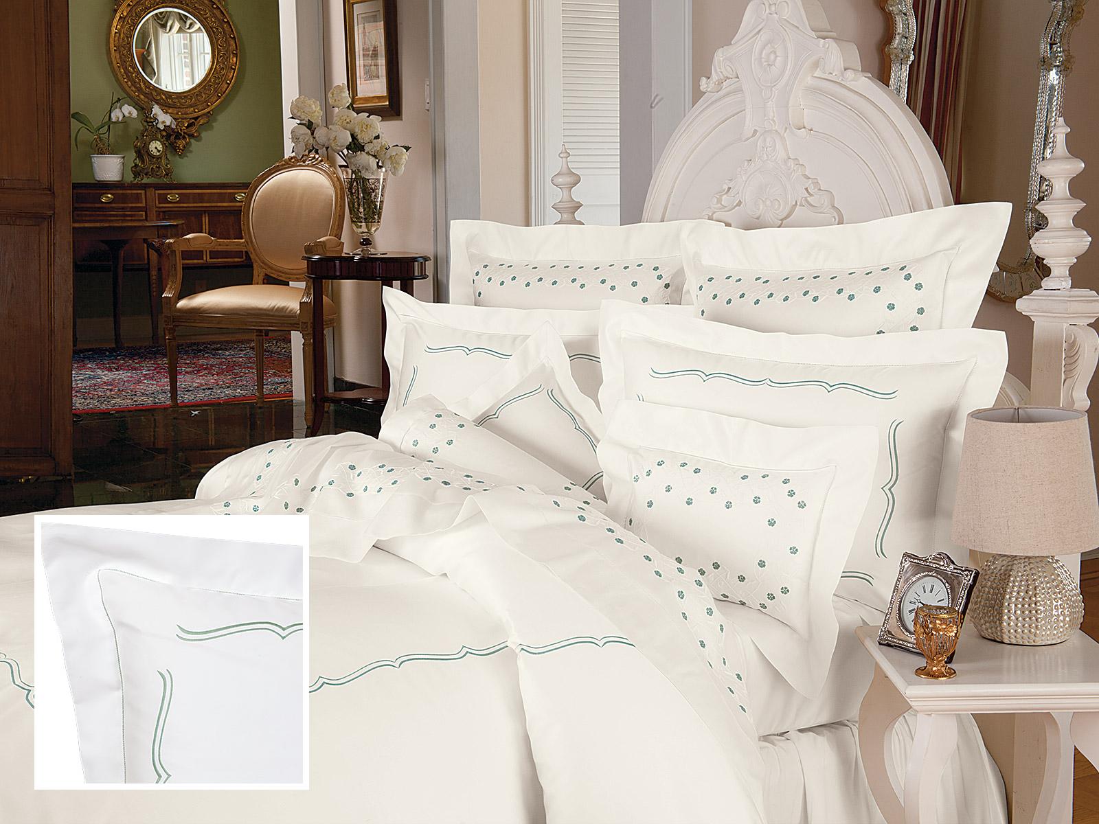 Castle Hill Duvet Covers Green On White (Full/Queen,each)