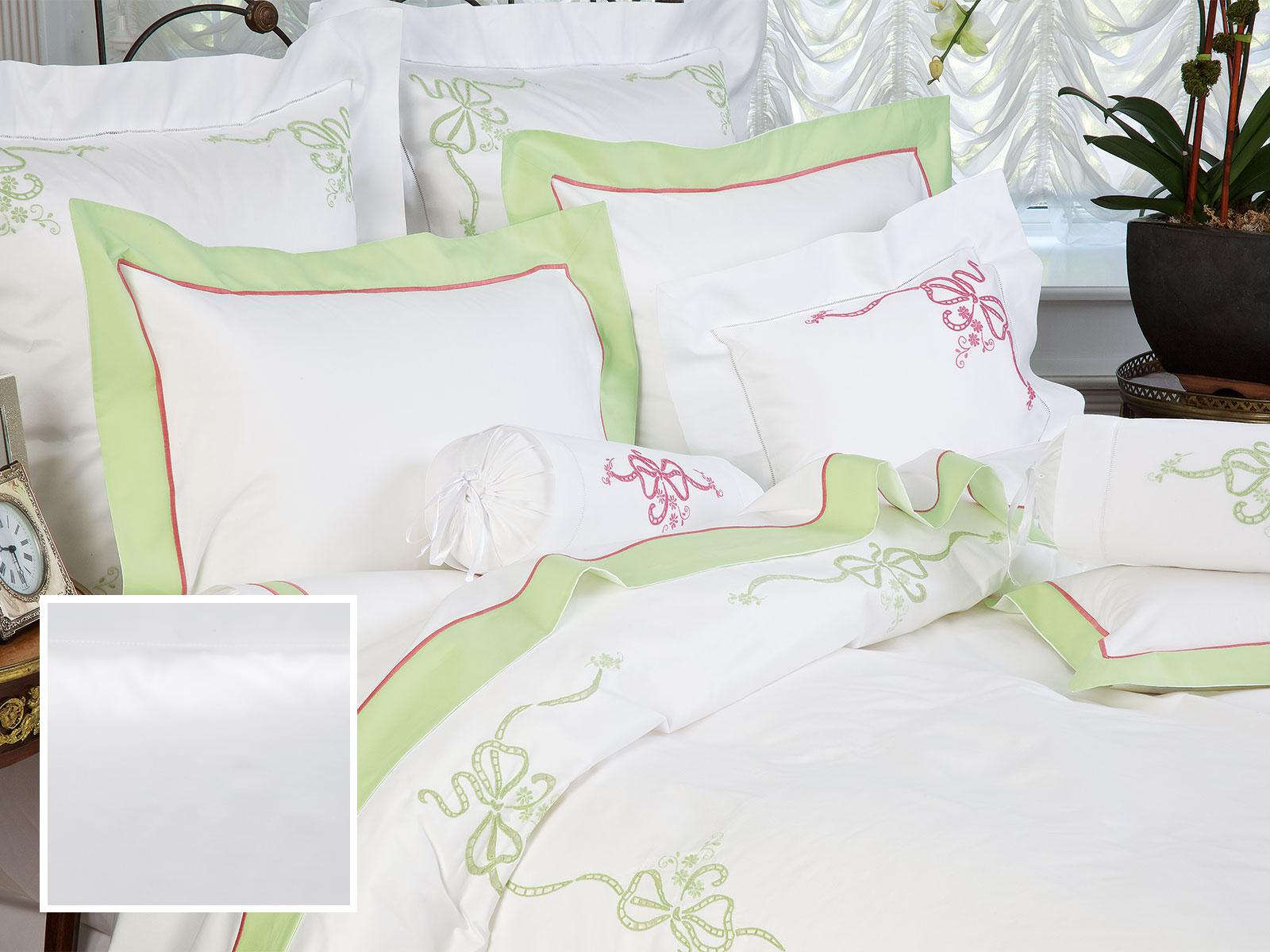 French Bow Fitted Sheets,Fitted White Sateen (King )