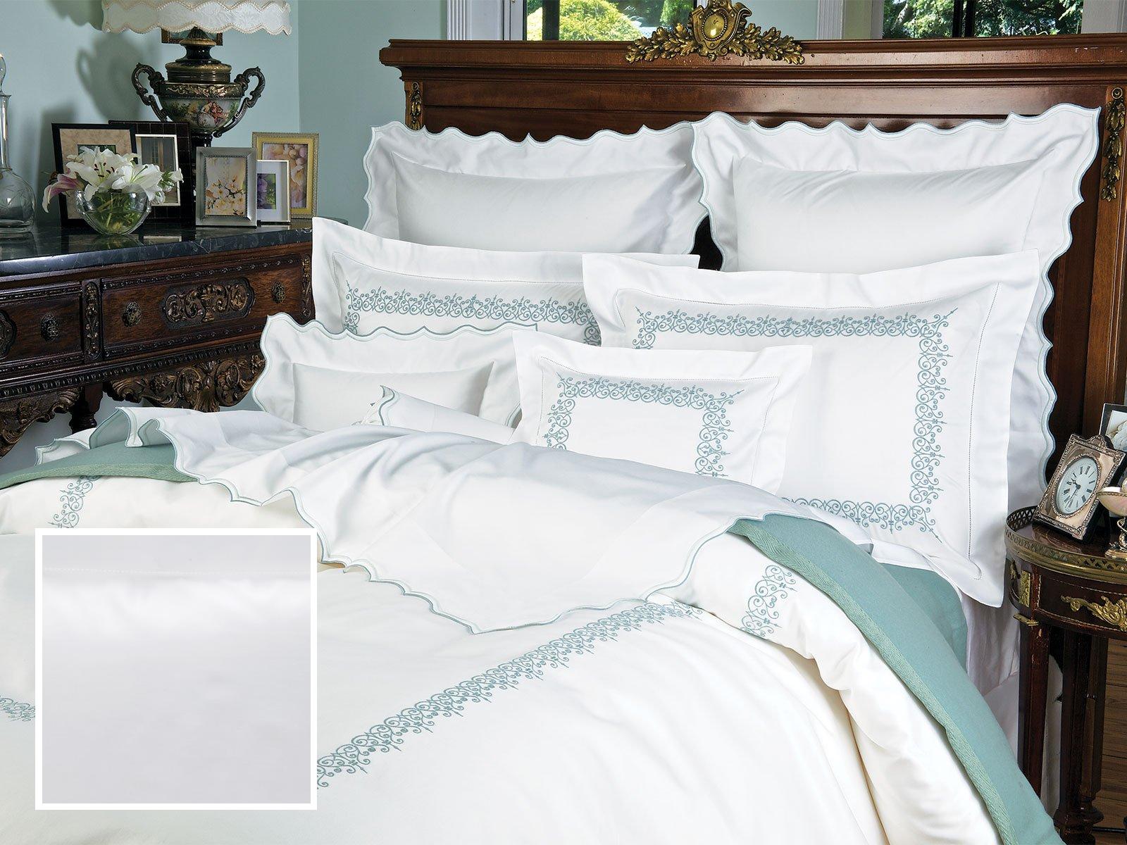 Scroll Art Fitted Sheets,Fitted White Sateen (King )