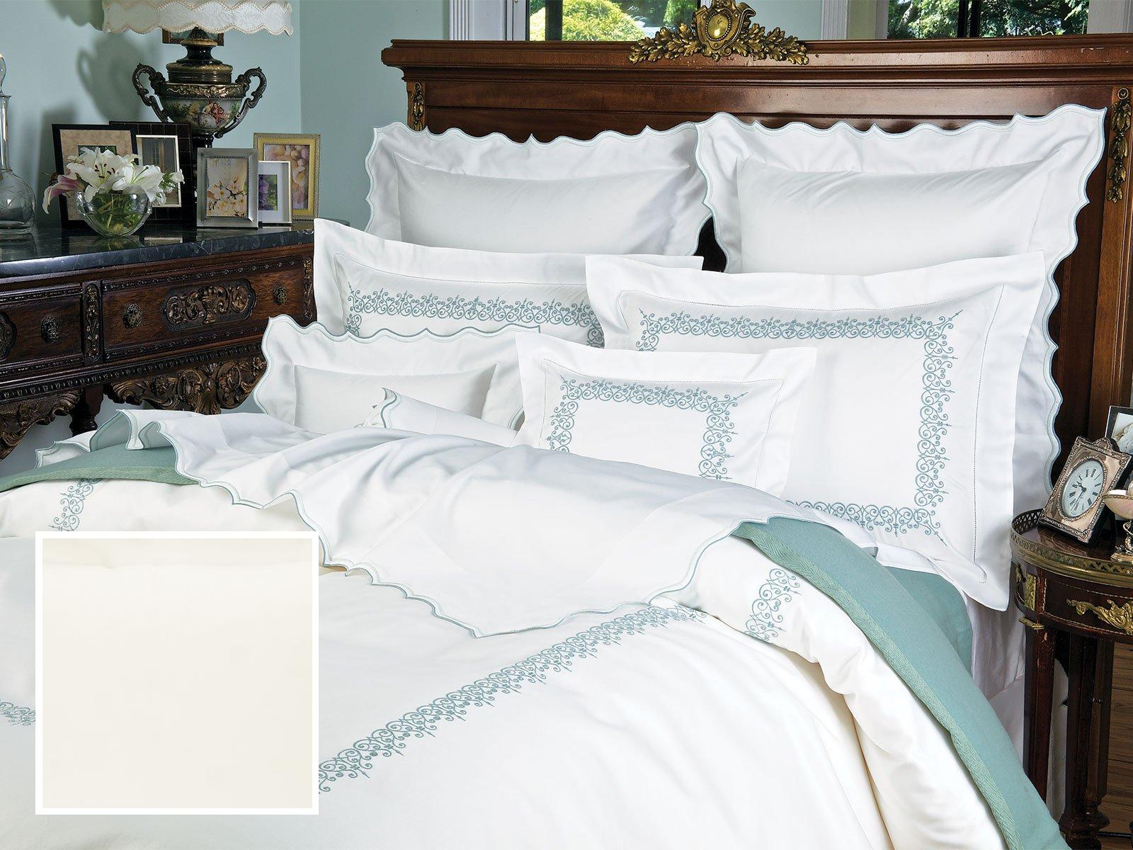 Scroll Art Fitted Sheets,Fitted Ivory Sateen (King )
