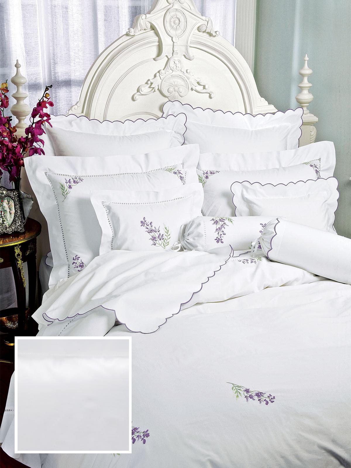 Wisteria Bed Fitted Sheets,Fitted White Sateen (Queen )