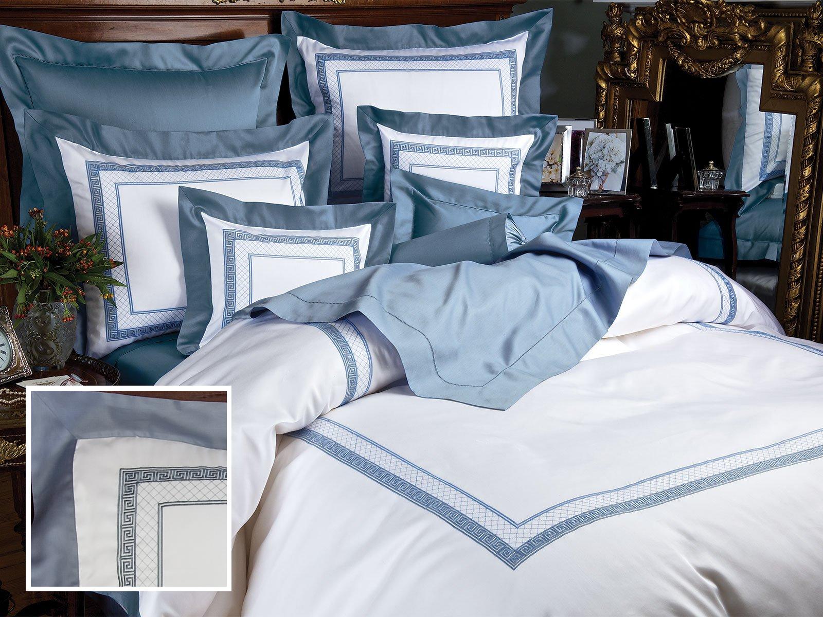 Acropolis Bedding Flat Sheets,Smoke Blue (Queen )