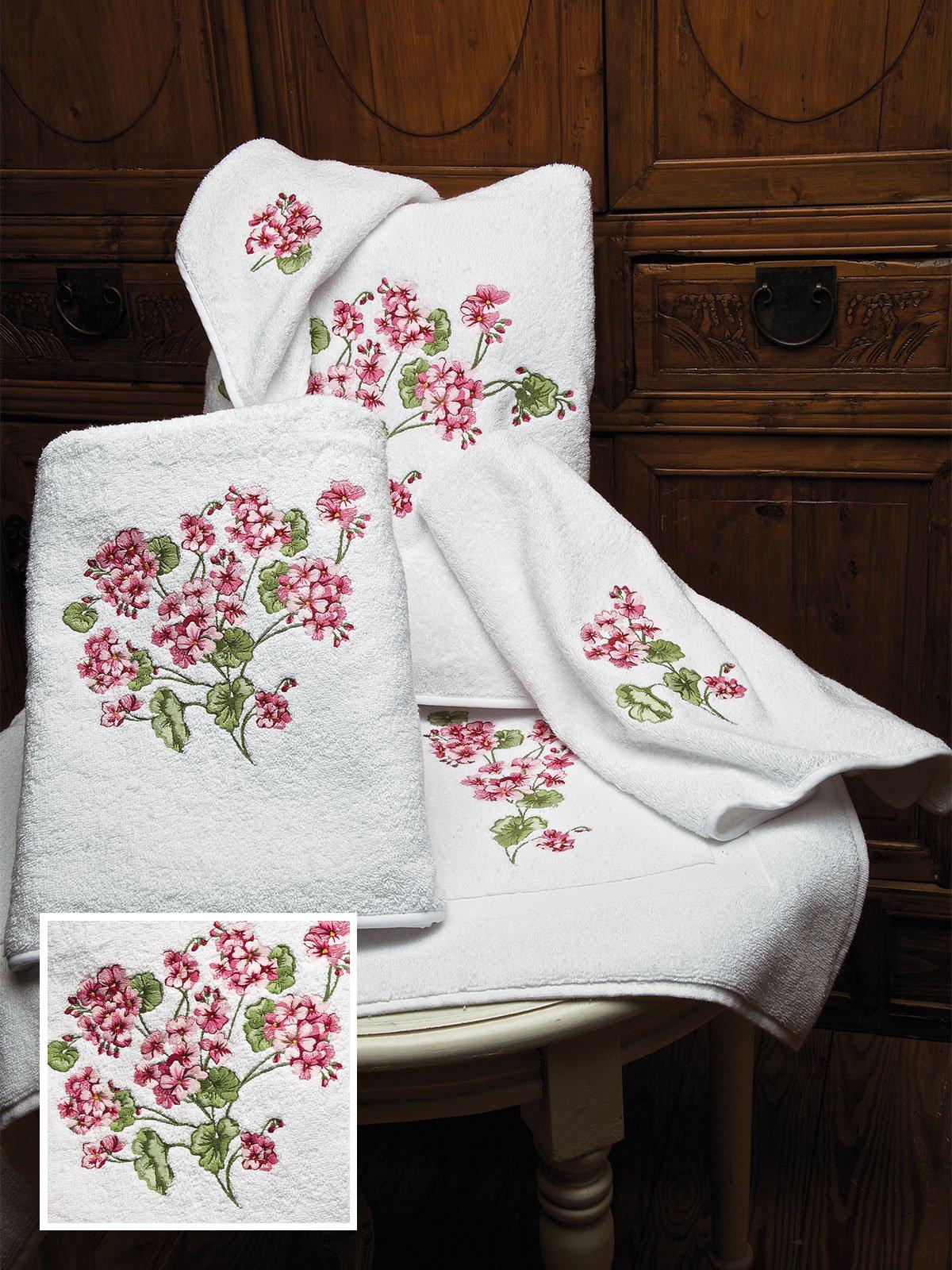Geranium Towels Bath Set, White (Studio (1 Bath, 1 Hand, 1 Wash))