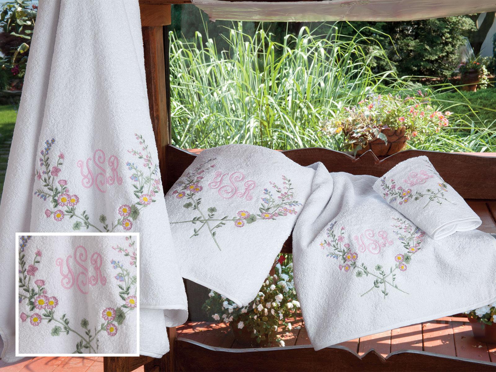 Melody Towels Bath Set, White (Studio (1 Bath, 1 Hand, 1 Wash))