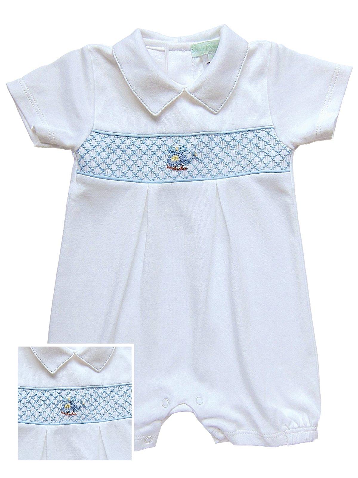 Oliver - Smocked Romper Smocked Romper, Blue (12M)