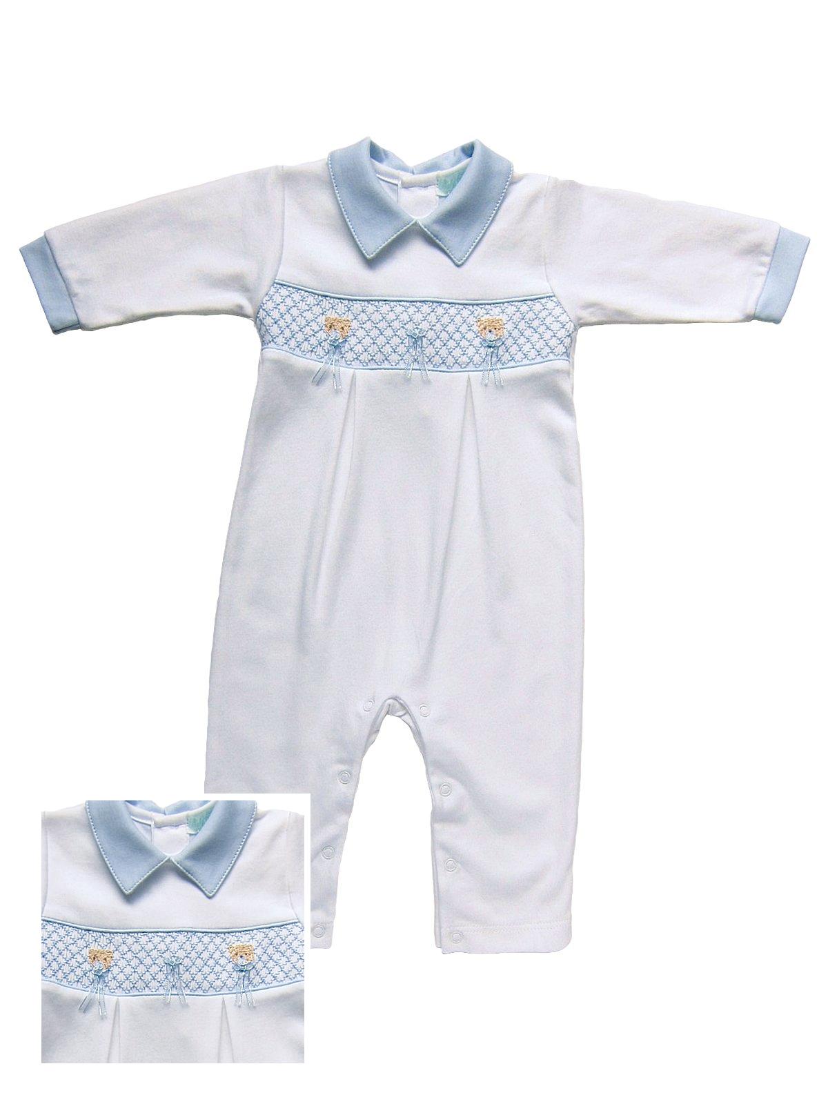 Liam - Smocked Jumpsuit Smocked Jumpsuit, White (6M)