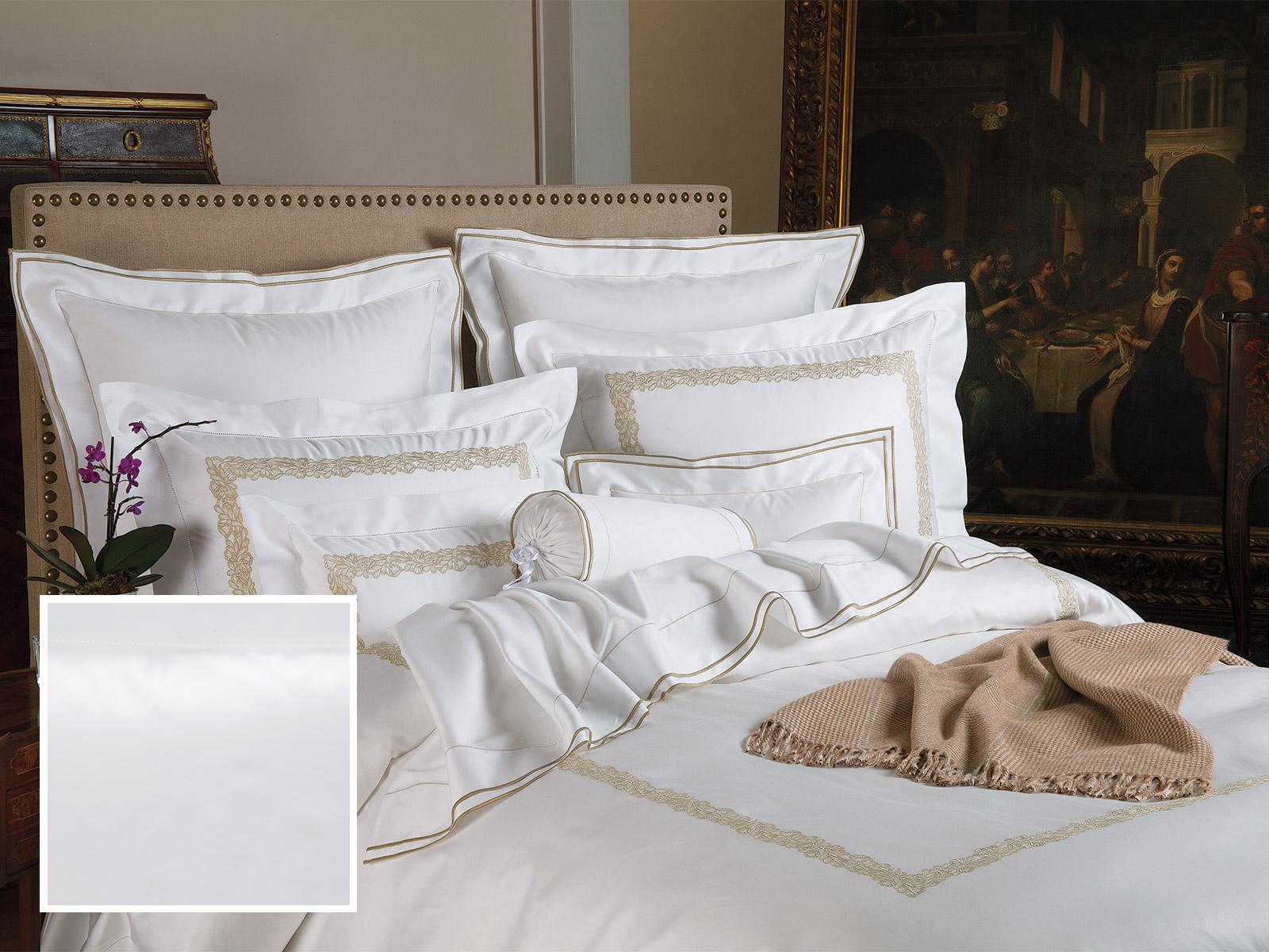 Acanthus Fitted Sheets,Fitted White Sateen (Queen )