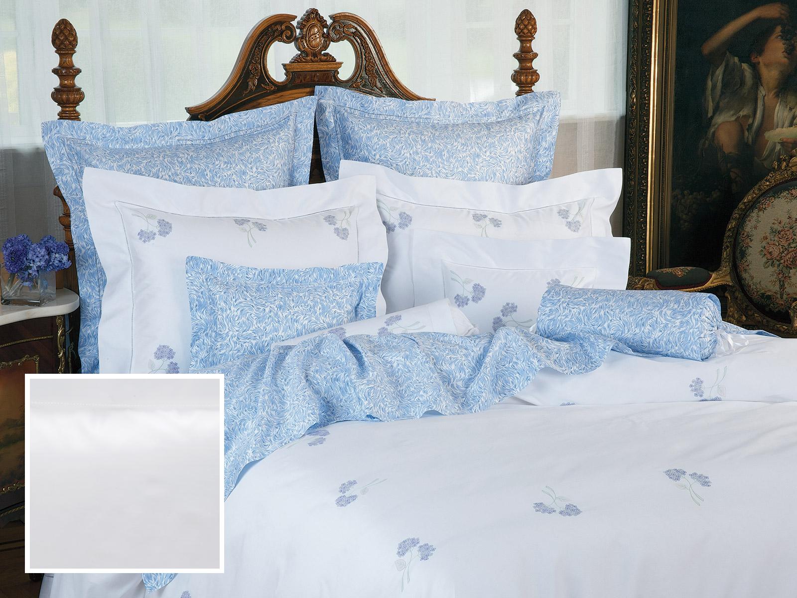 Hydrangea Blossoms Fitted Sheets,Fitted White Sateen (Twin )