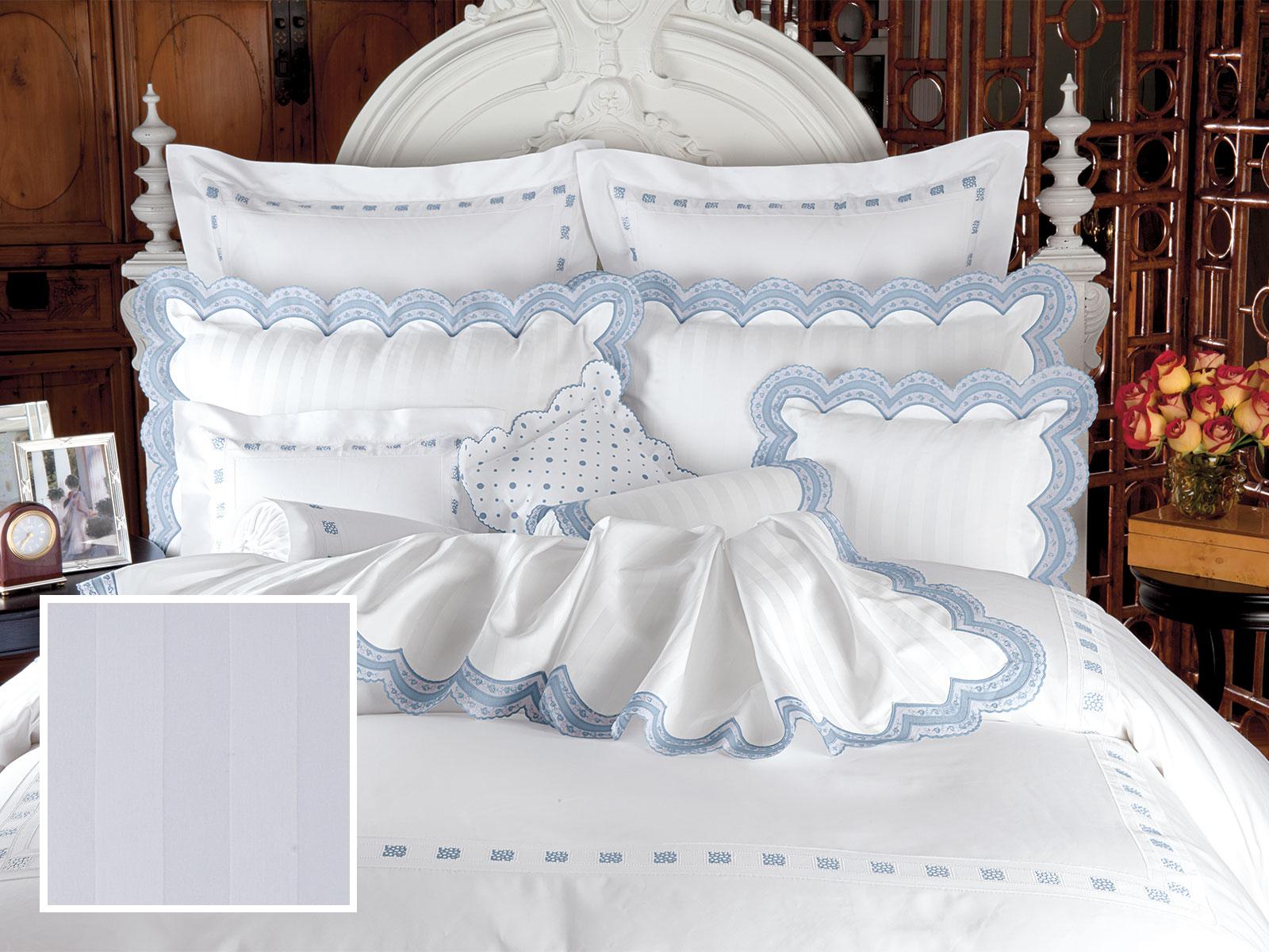 Barolo Fitted Sheets,Fitted White Damask (Twin )