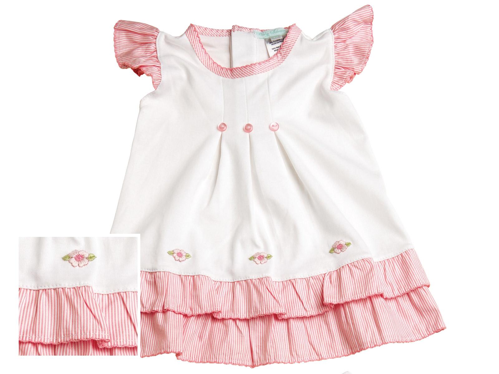 Flora - 3 Flowers Dress &amp; Bloomers Baby Dress &amp; Bloomers, Pink (6M)