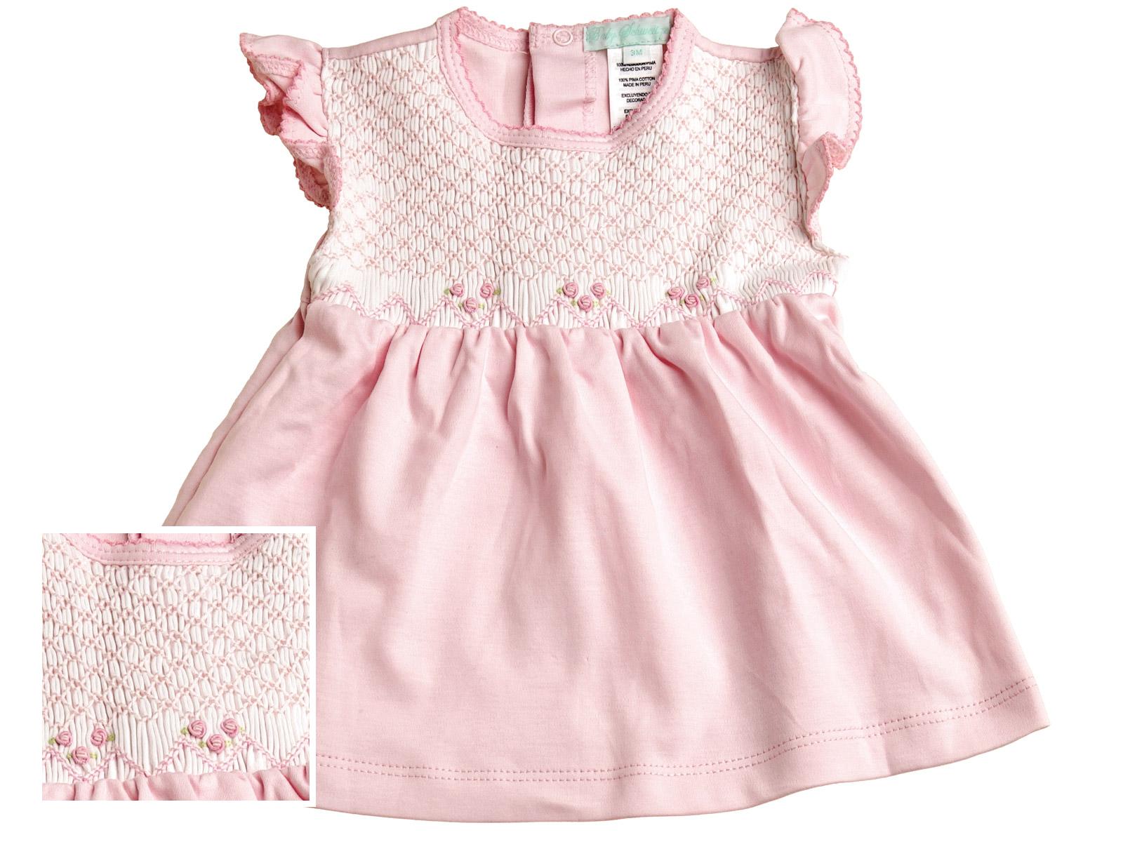 Lilian - Smocked Placket Dress &amp; Bloomers Smocked Dress With Bloomers, Pink (12M)