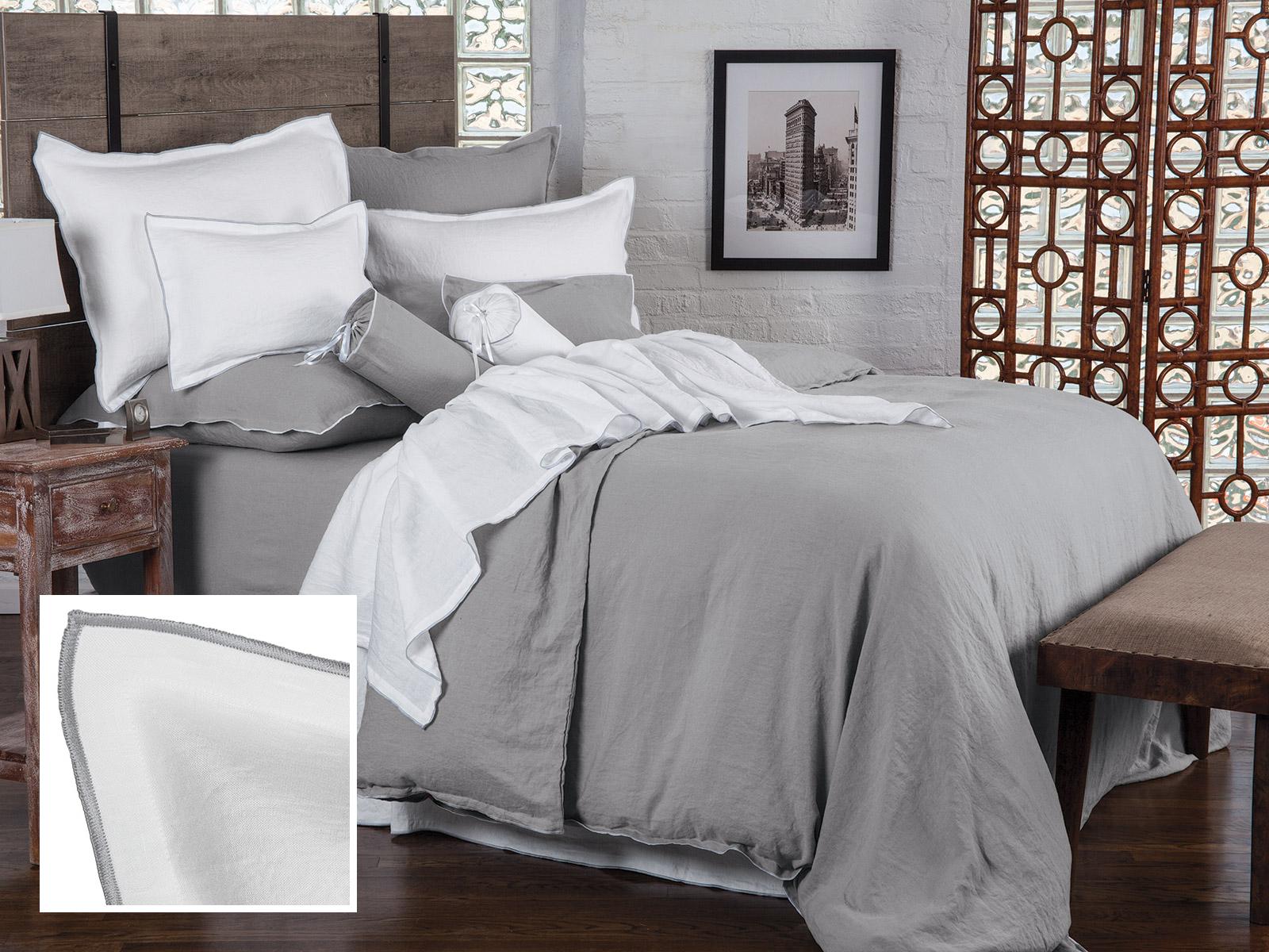 Brooklyn Sheet Sets Plus,White With Gray (Queen )