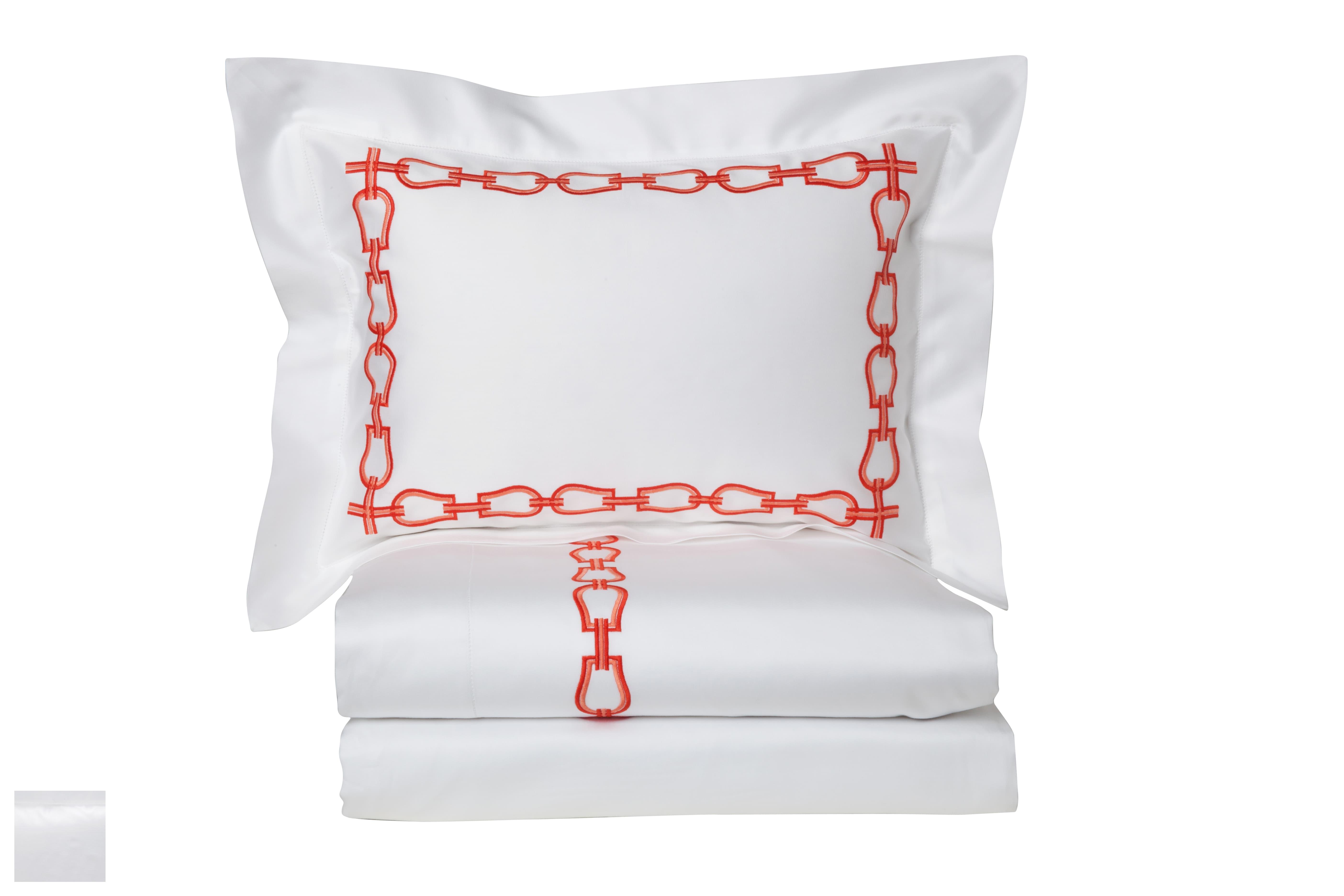 La Chaine Duo Fitted Sheets,Fitted White Sateen (Queen )