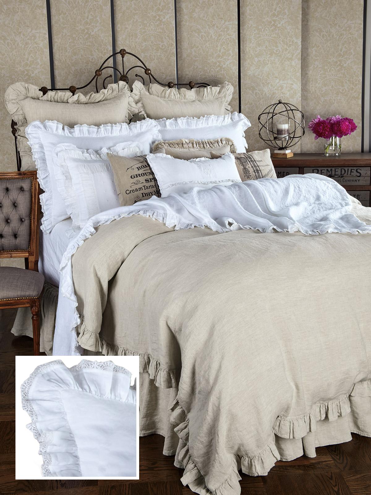 Creme De Lace Flat Sheets,White (Full/Queen )