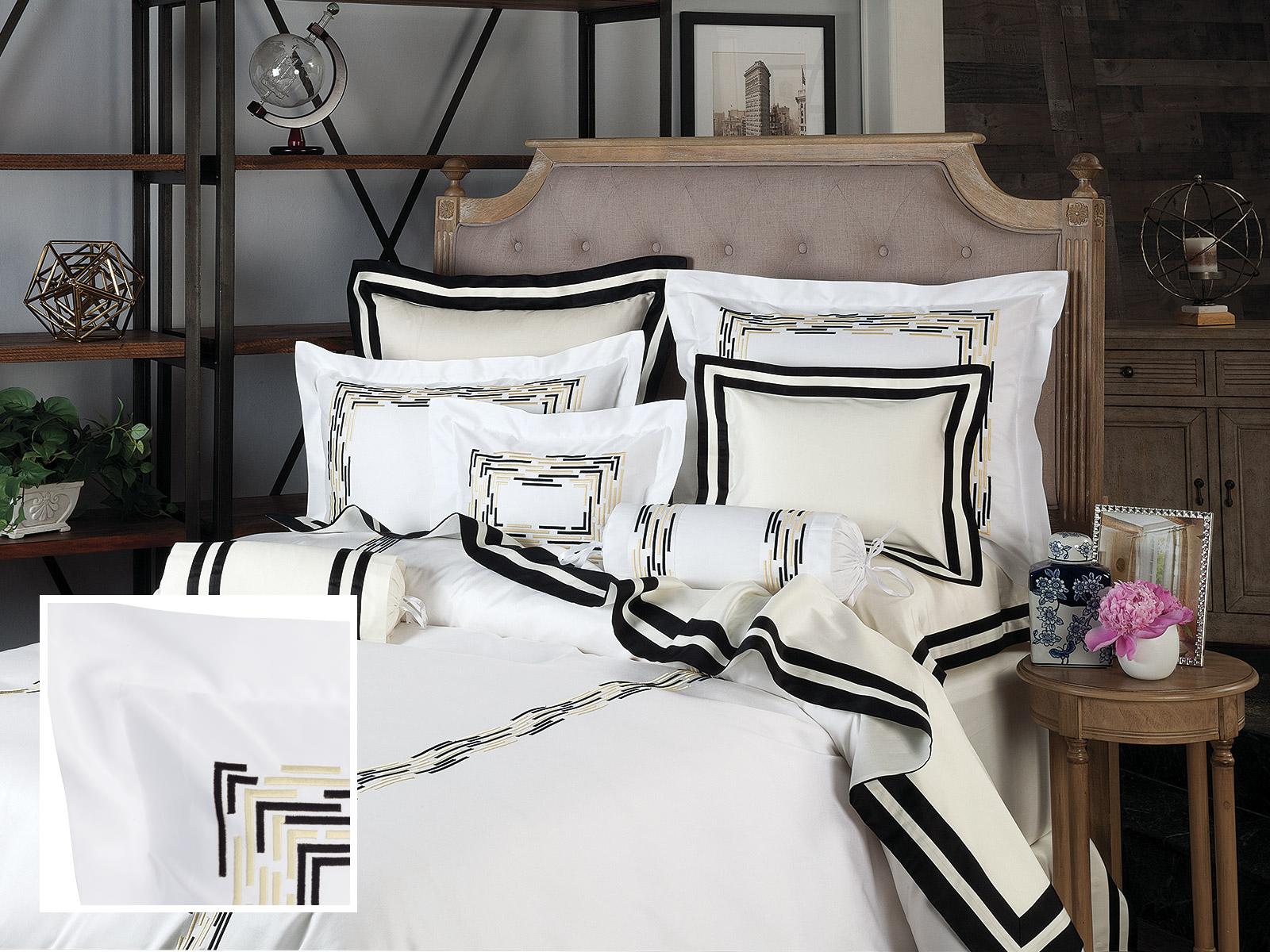 Bar Harbour Flat Sheets,Ivory/Black (King )