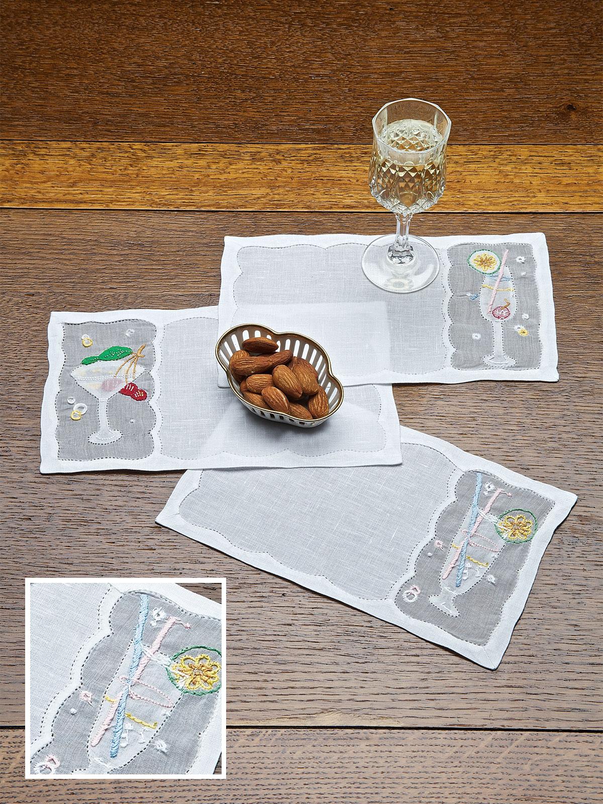 Manhattan Cocktail Napkins, White (Set of 6)