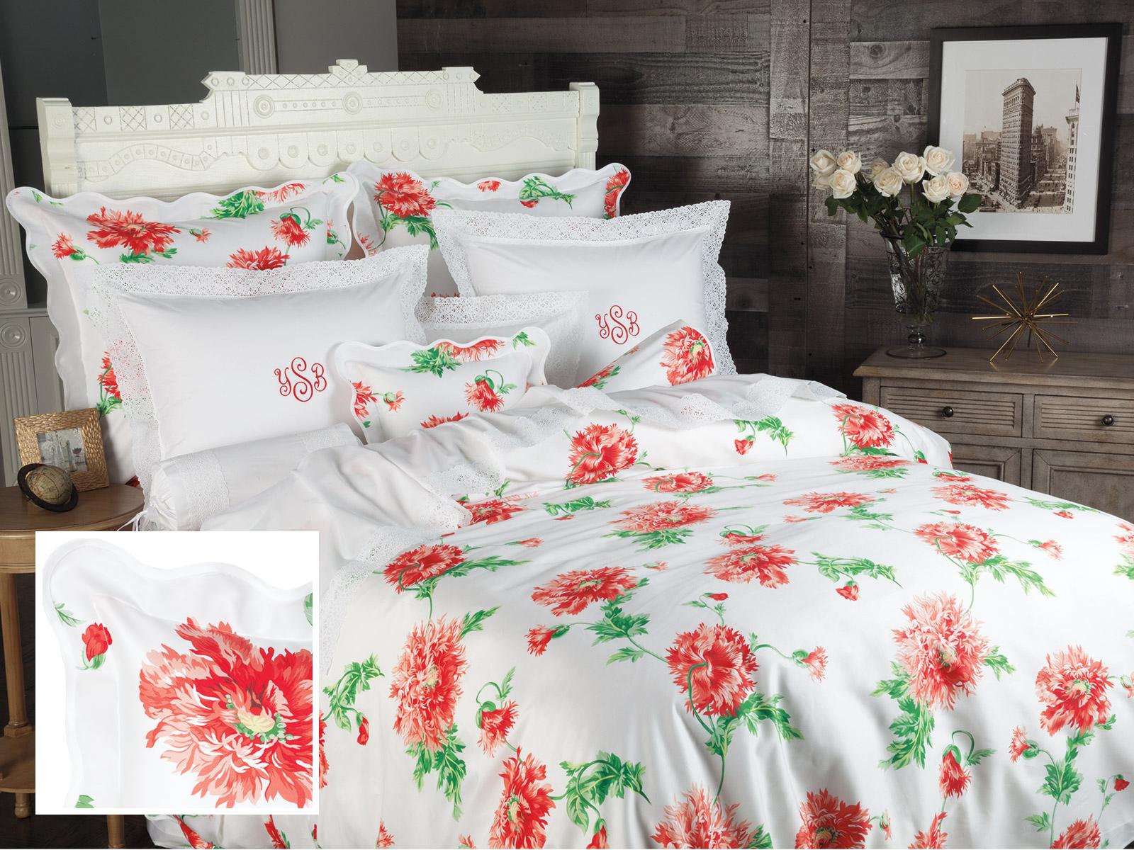 Dahlia Sheet Sets Light, Coral (Full (1 Fitted, 2 Std. Shams, 1 Duvet Cover))