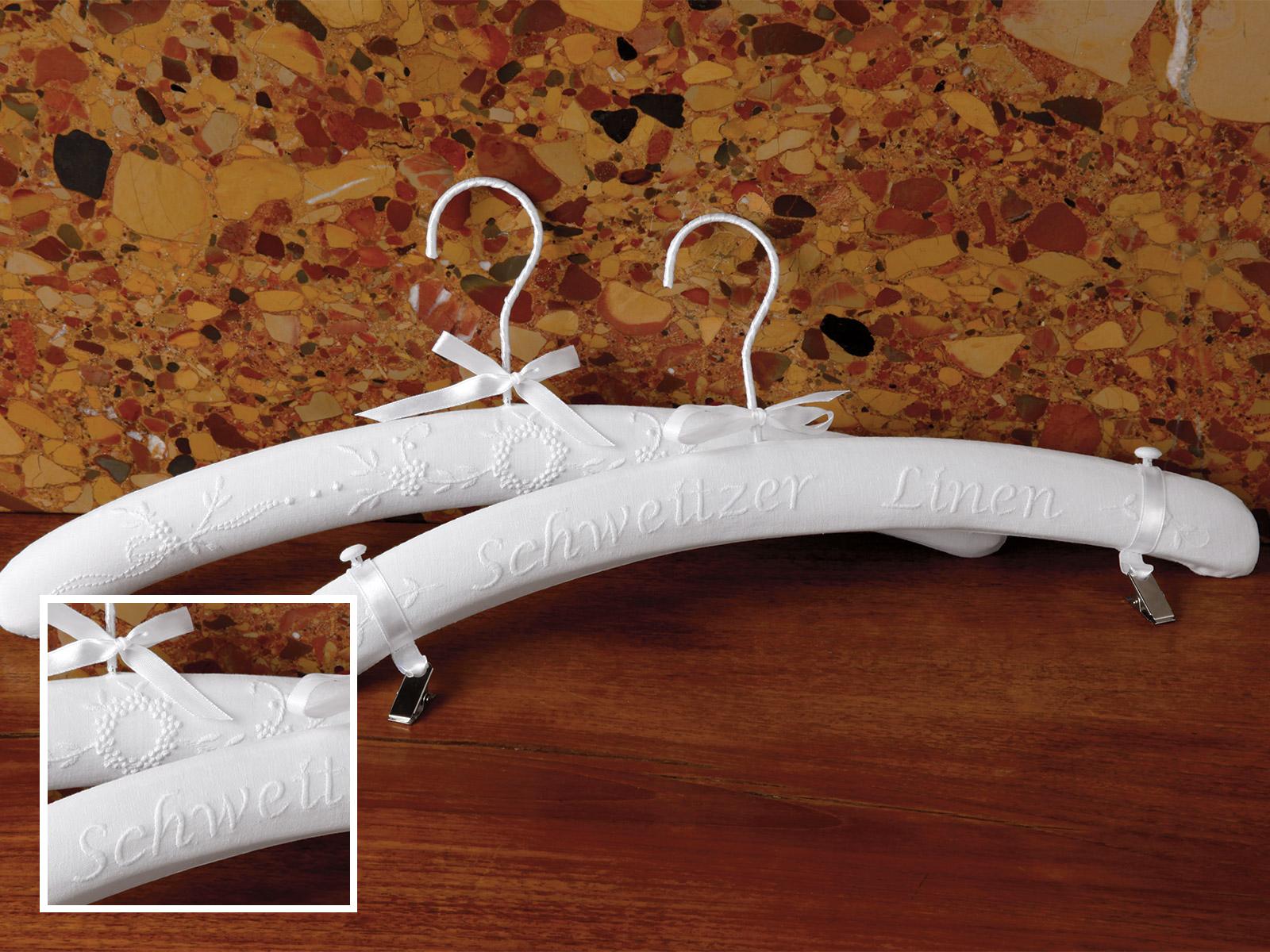 Padded Clothes Hangers: Set of Three (3) Clothes Hangers, White (Signature with Pant Clips)