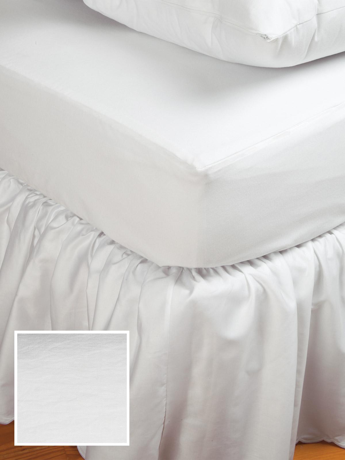 Fitted Sheets (Std. Selection) Classic Linen,Fitted White Linen (Twin Ex. Long,18 Drop )