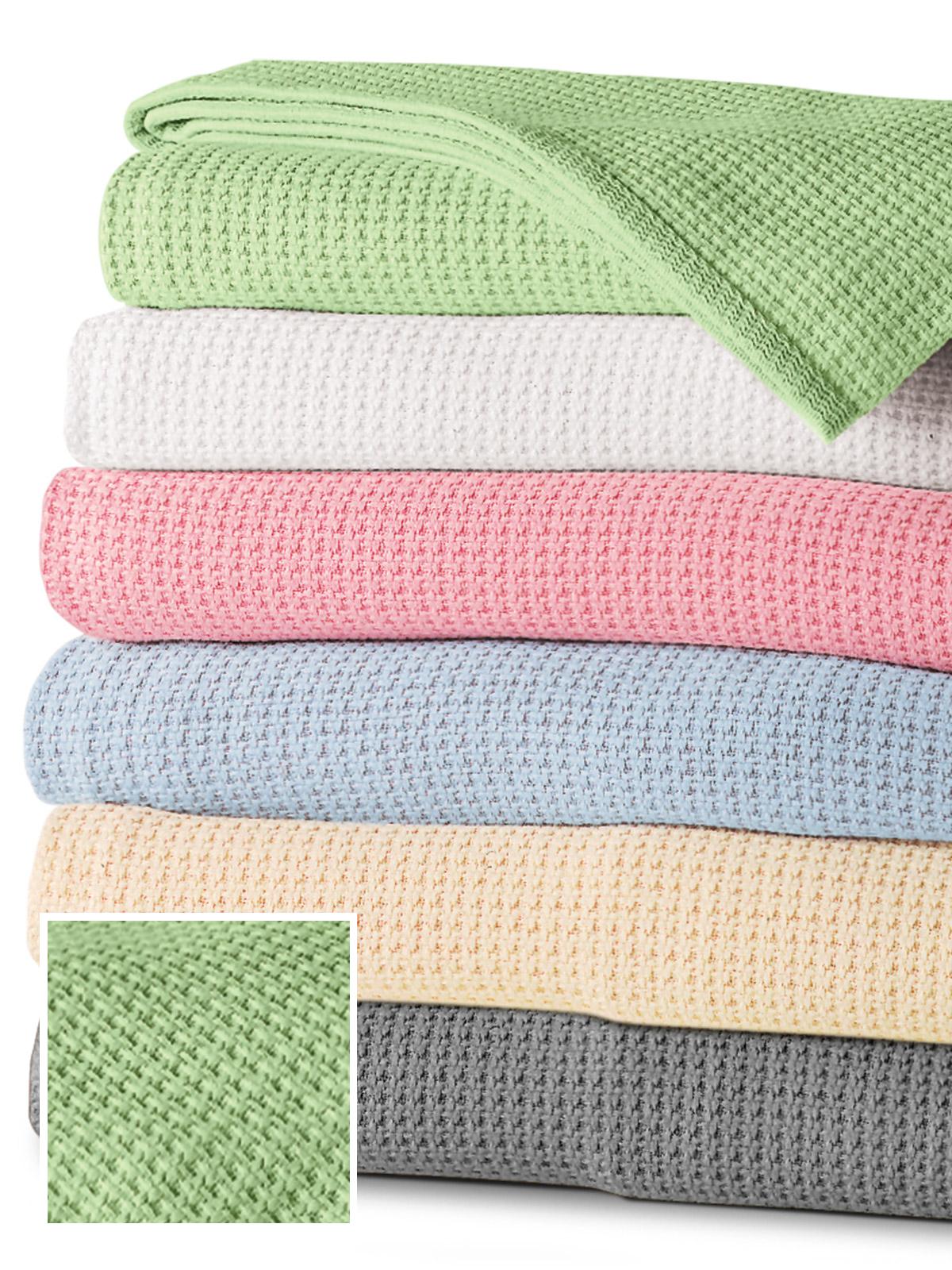 Cotton Thermal Blankets Cotton Thermal Blankets, Green (Super King)