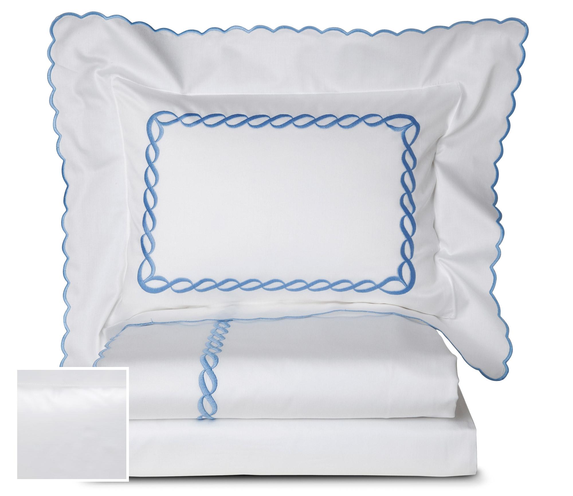 Sienne Scallops Fitted Sheets,Fitted White Sateen (Queen )