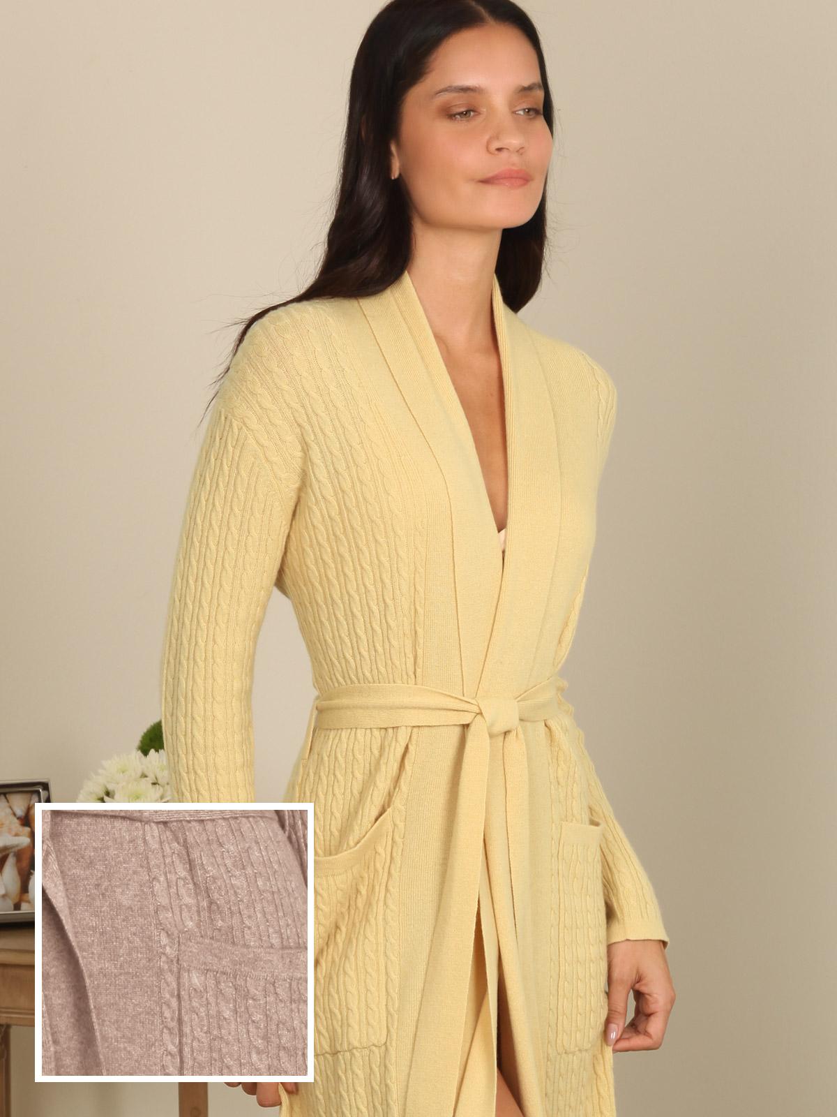 Angie Cashmere Robe, Taupe (Medium)