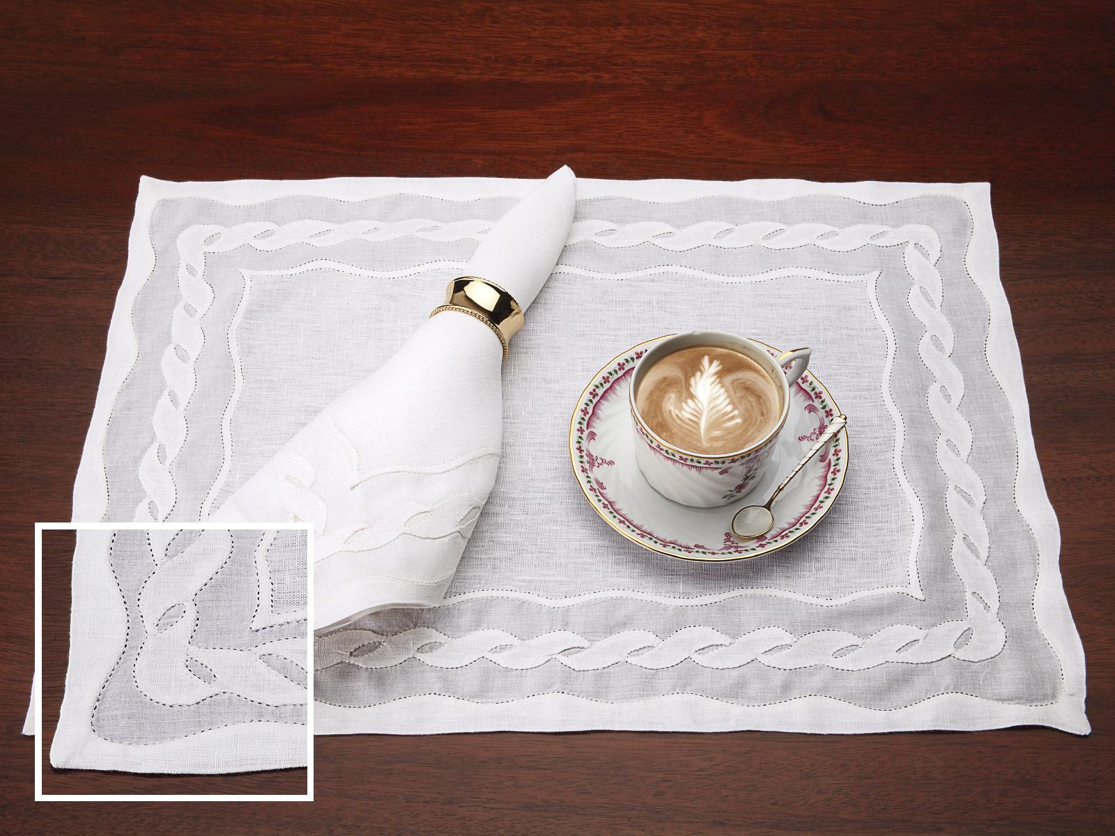 Piedmont Placemat Set Cocktail Napkins, White (Set of 6)