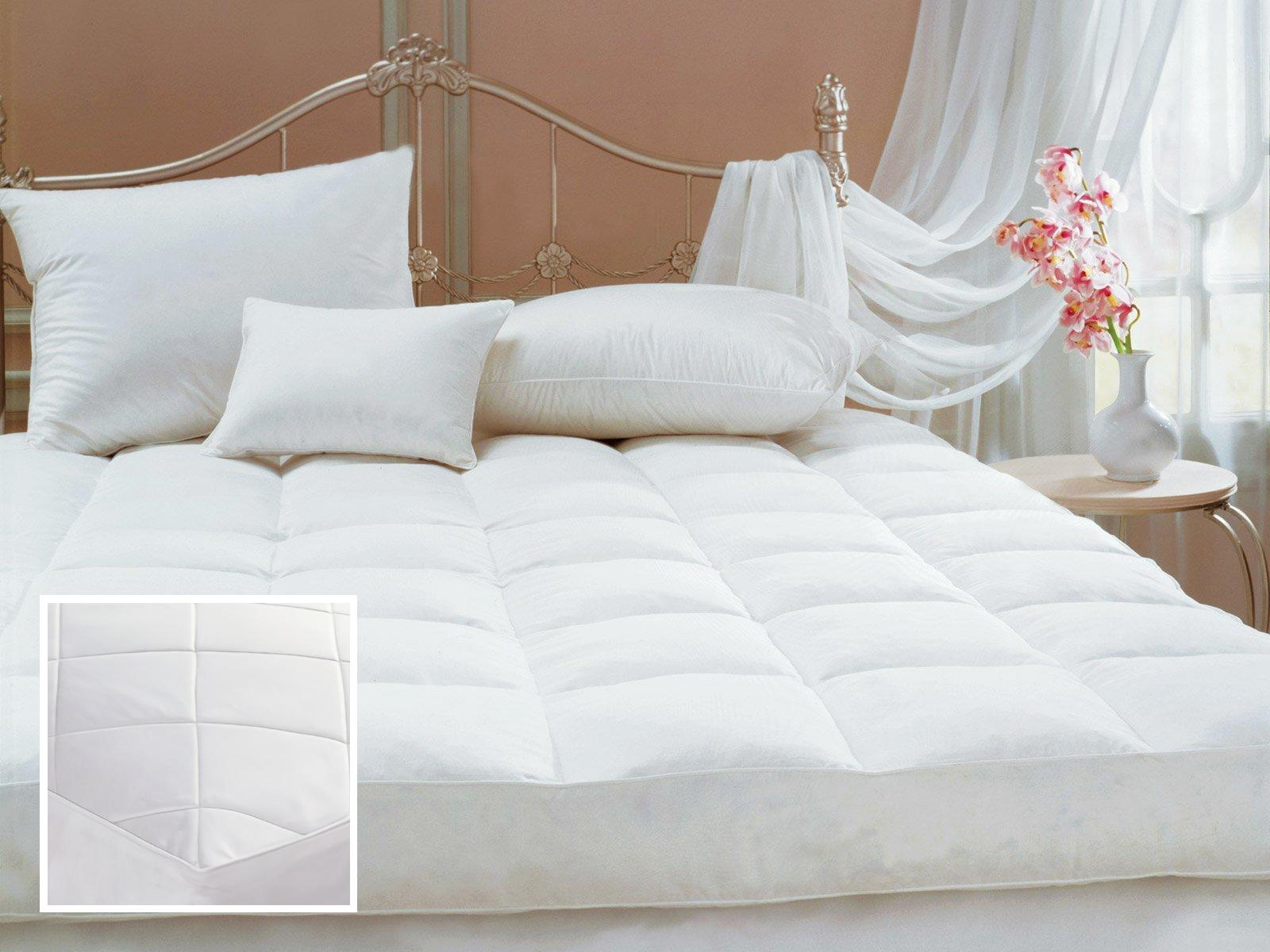 Delux Featherbed Protector,White (Queen )