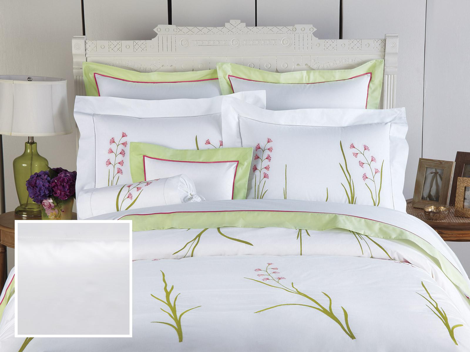 Morning Glory Fitted Sheets,Fitted White Sateen (Full )