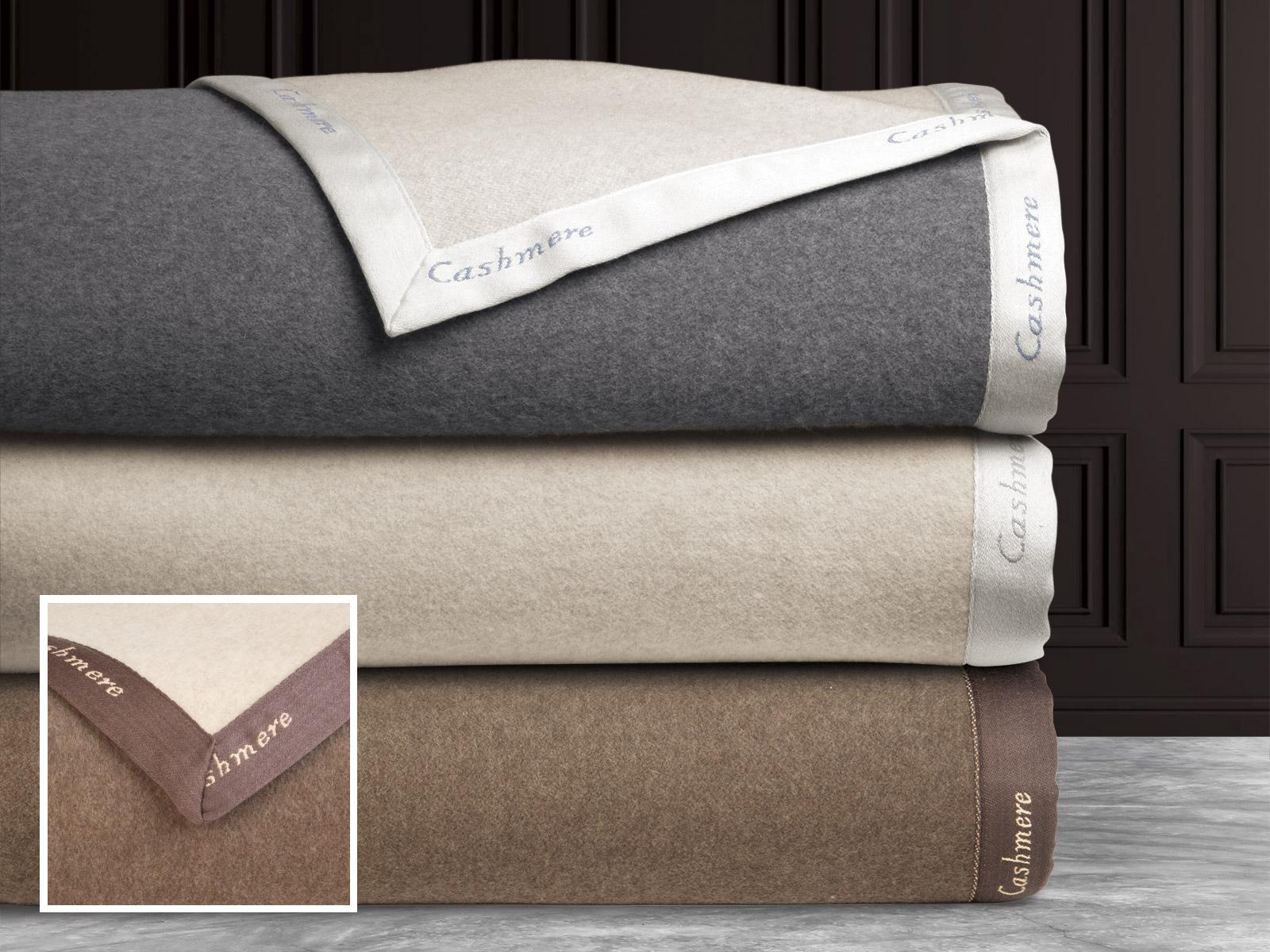 Dolomites Cashmere Blankets,Brown/Ivory (King )