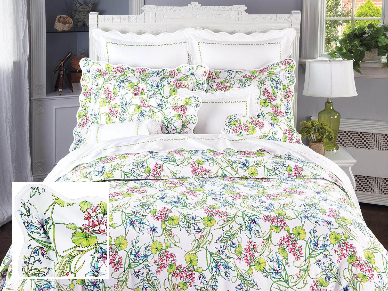 Luxemburg Shams (Quilted),Blues/Pinks/Greens (Boudoir )