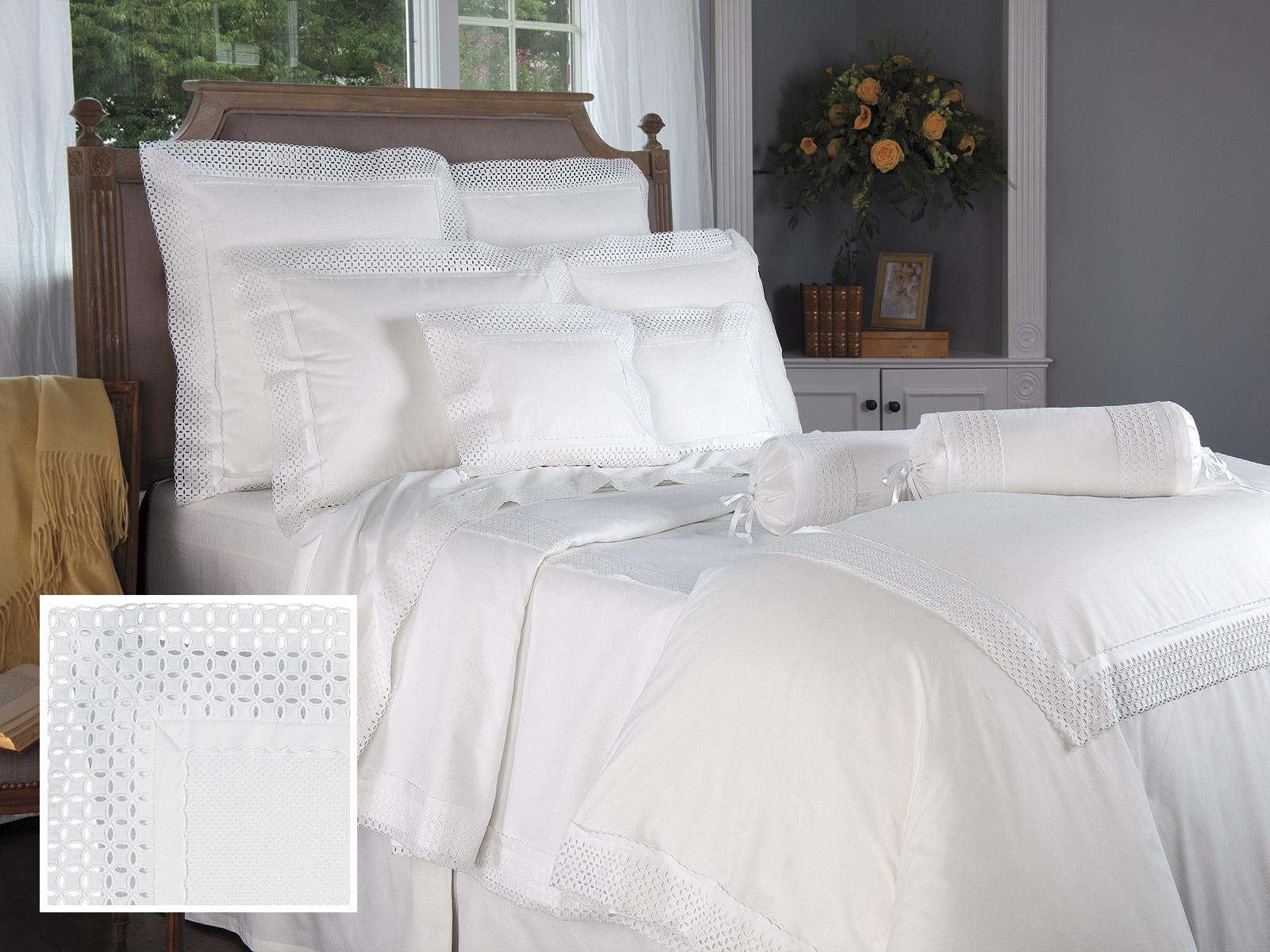 Devonshire Sheet Sets Light, White (Queen (1 Fitted, 2 Std. Shams, 1 Duvet Cover))