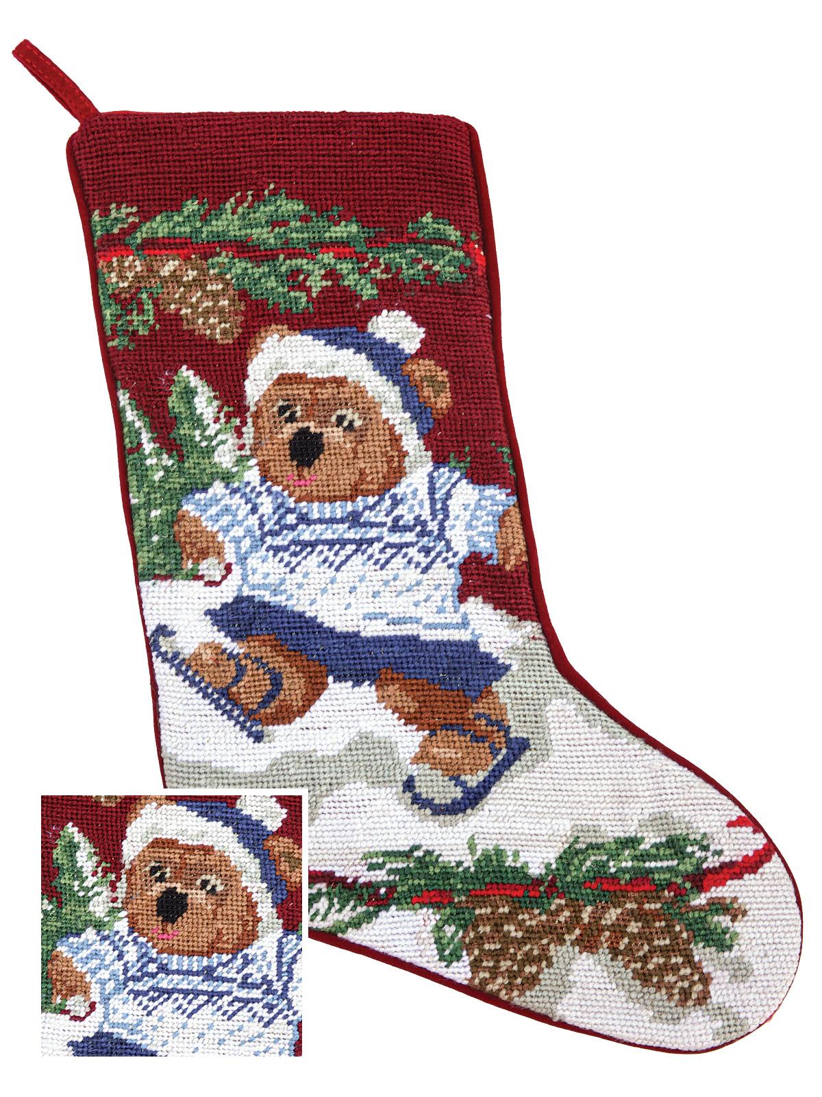 Skating Bear Christmas Stockings,Multi-Colored (Approx. 17 X 7)