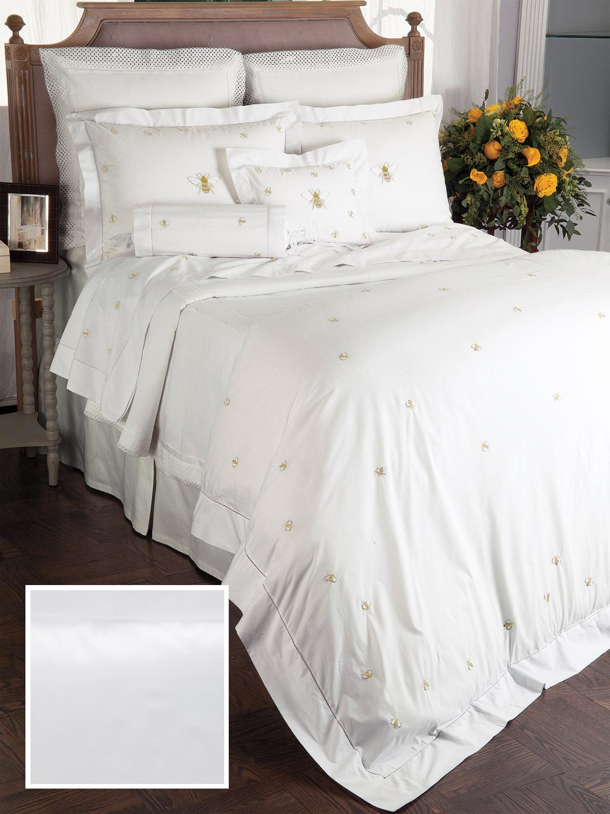 Bee Inspired Fitted Sheets,Fitted White Sateen (Full )