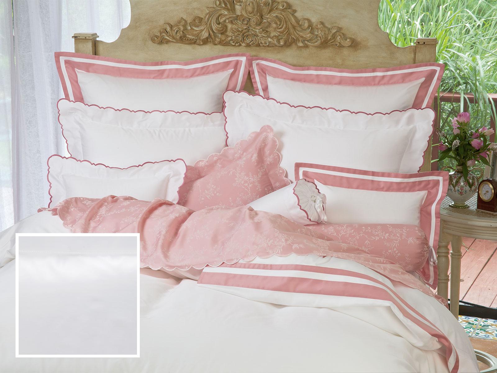 Scallopino Fitted Sheets,Fitted White Sateen (King )