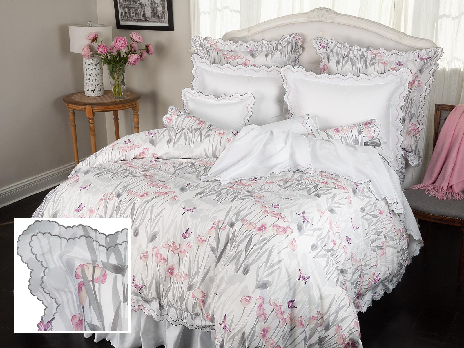 Butterfly Garden Shams,Gray/Pink (Std. )