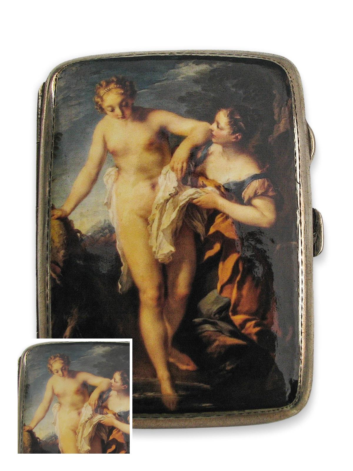 Silver Cigarette Case: The Bath of Venus Cigarette Case, Multicolor (3.5" x 2.75")