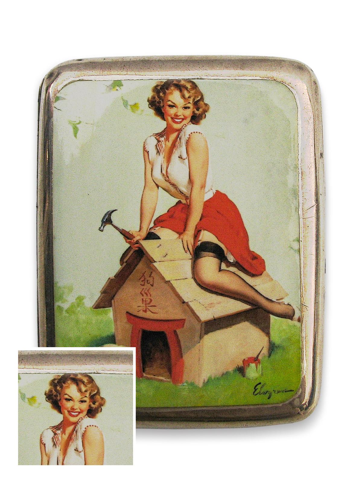 Silver Cigarette Case: Well Built R-R-Roof! Cigarette Case, Multicolor (2.5 X 3.5)